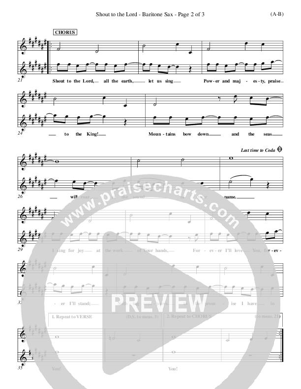 Shout To The Lord Bari Sax (Darlene Zschech)