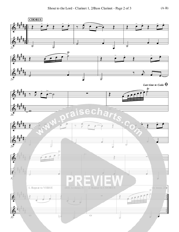 Shout To The Lord Bass Clarinet (Darlene Zschech)