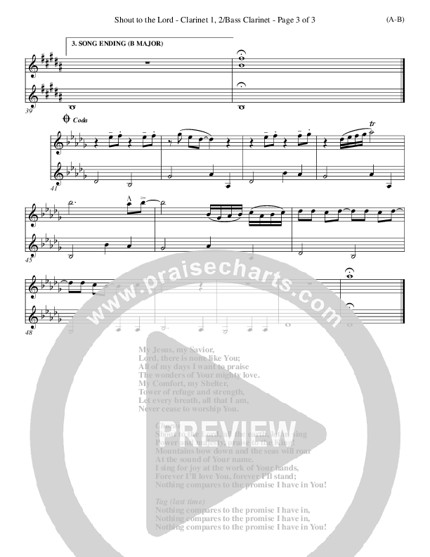 Shout To The Lord Bass Clarinet (Darlene Zschech)