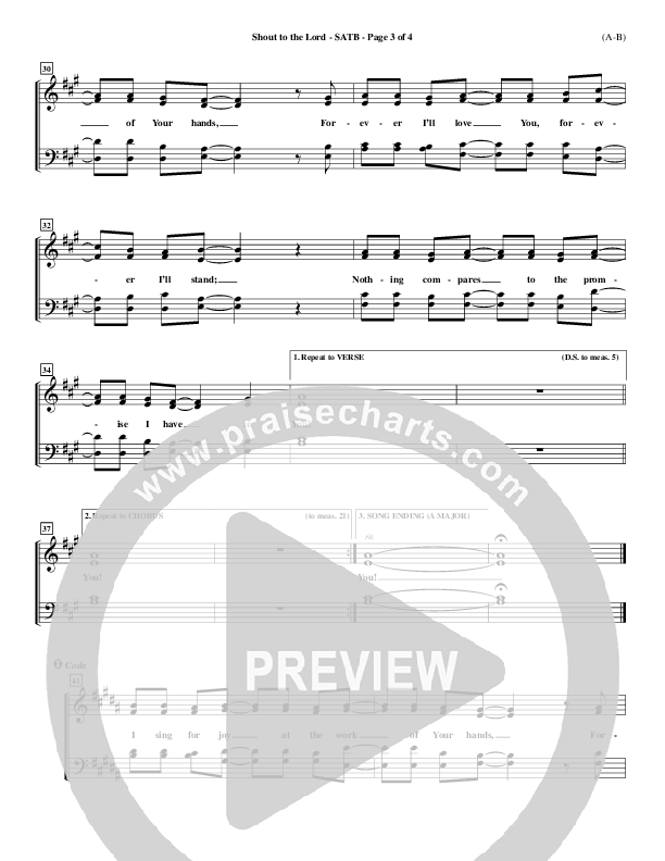 Shout To The Lord Choir Sheet (SATB) (Darlene Zschech)