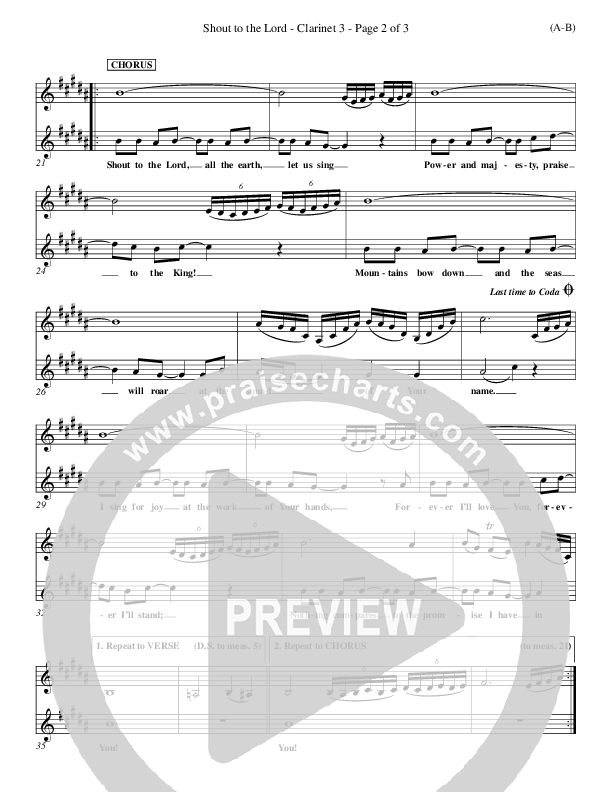 Shout To The Lord Clarinet 3 (Darlene Zschech)