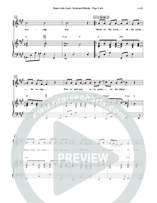 Shout To The Lord Piano Sheet (Darlene Zschech)