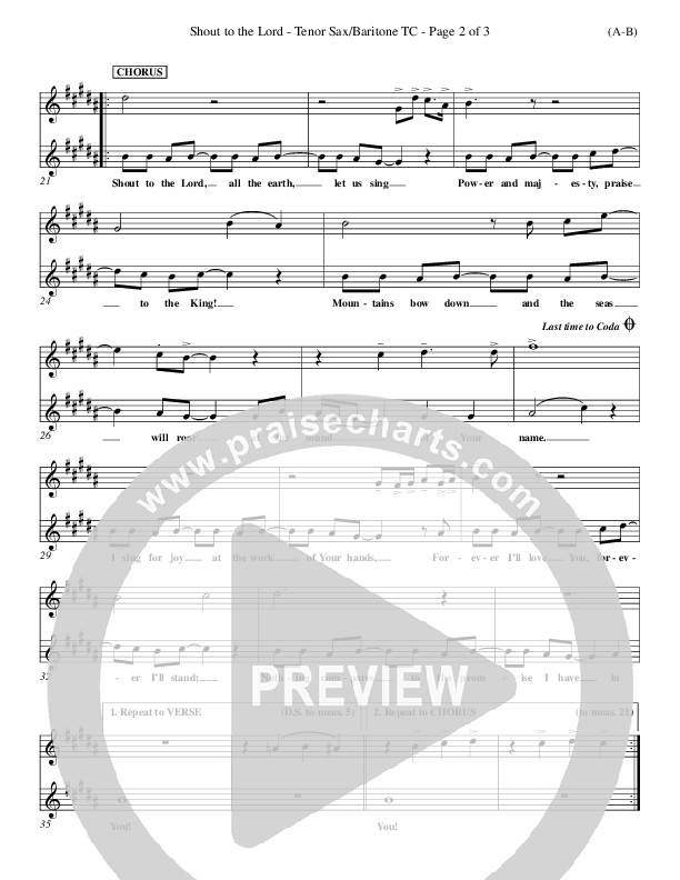 Shout To The Lord Tenor Sax 2 (Darlene Zschech)