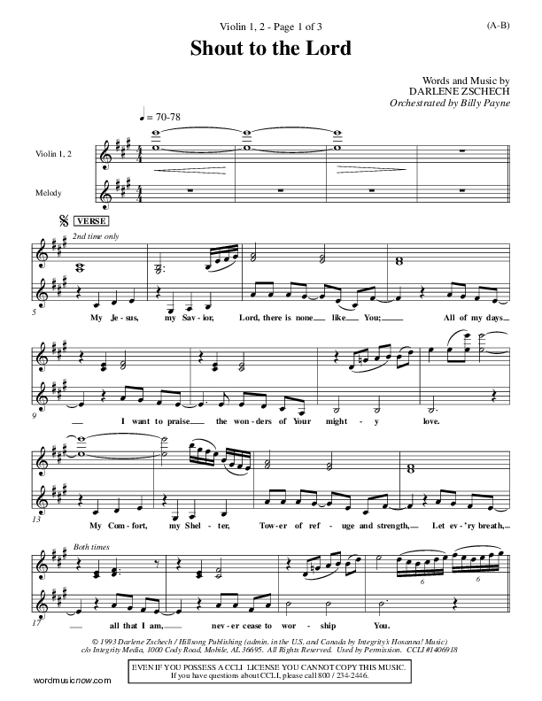 Shout To The Lord Violin 1 (Darlene Zschech)