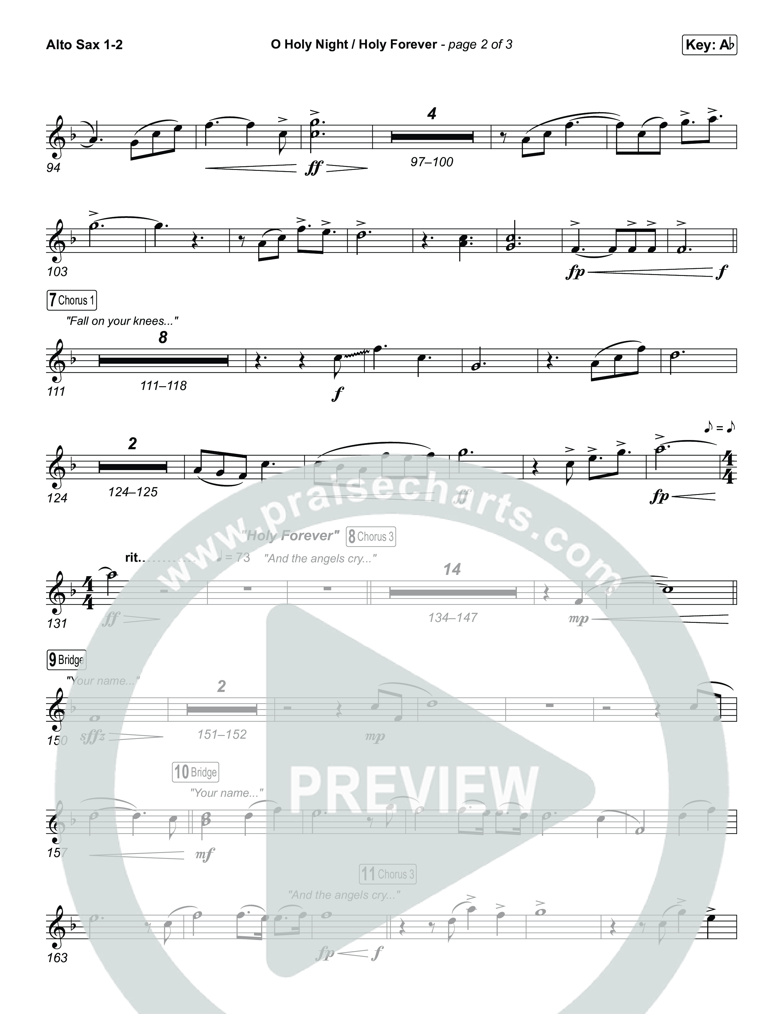 O Holy Night / Holy Forever (Choral Anthem SATB) Sax Pack (Bethel Music / Garett & Kate / Arr. Luke Gambill)