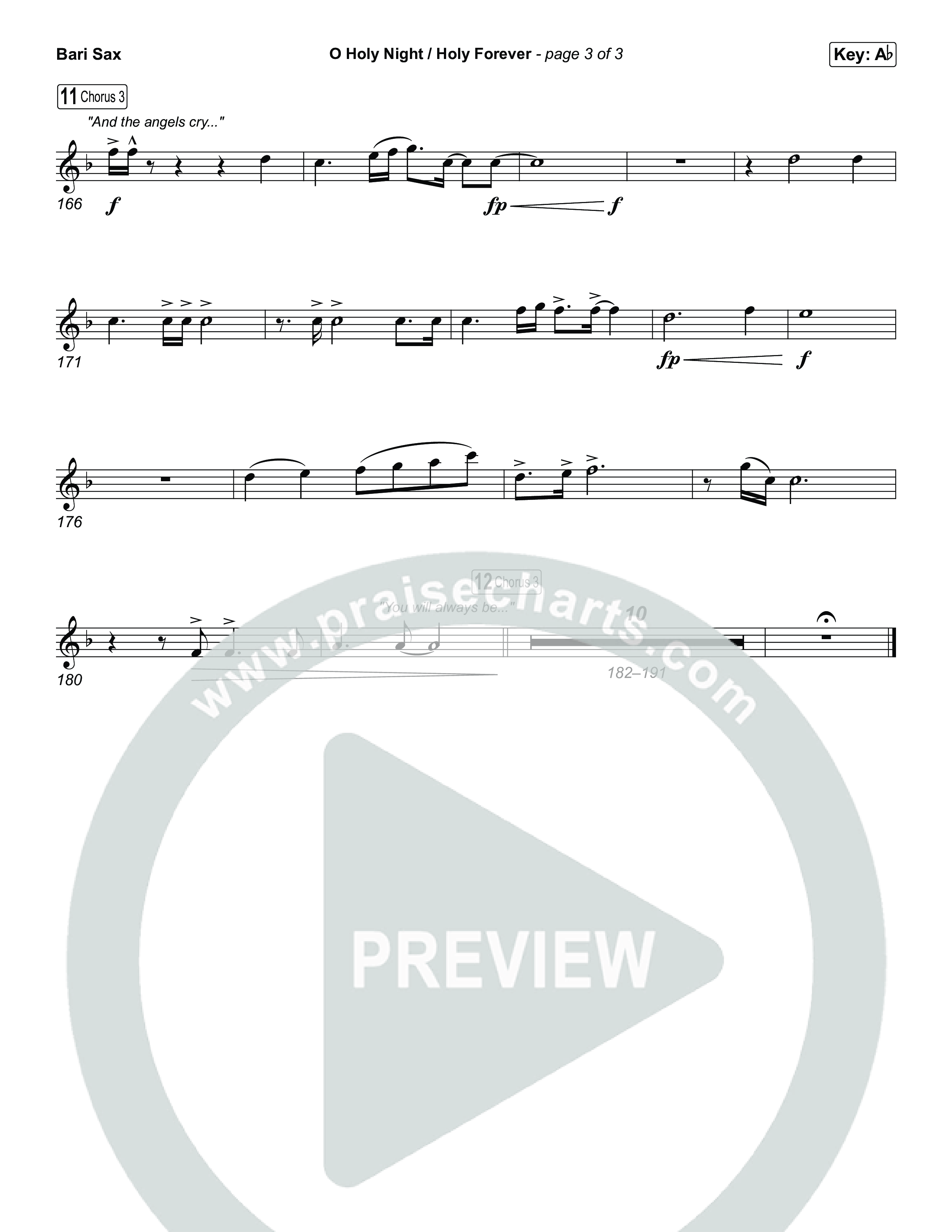 O Holy Night / Holy Forever (Choral Anthem SATB) Bari Sax (Bethel Music / Garett & Kate / Arr. Luke Gambill)