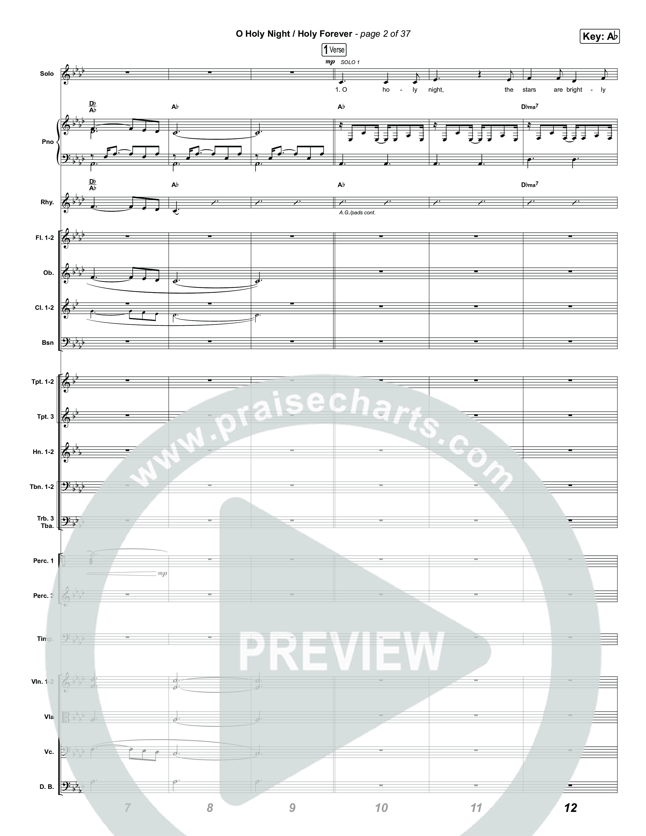 O Holy Night / Holy Forever (Choral Anthem SATB) Orchestration (Bethel Music / Garett & Kate / Arr. Luke Gambill)