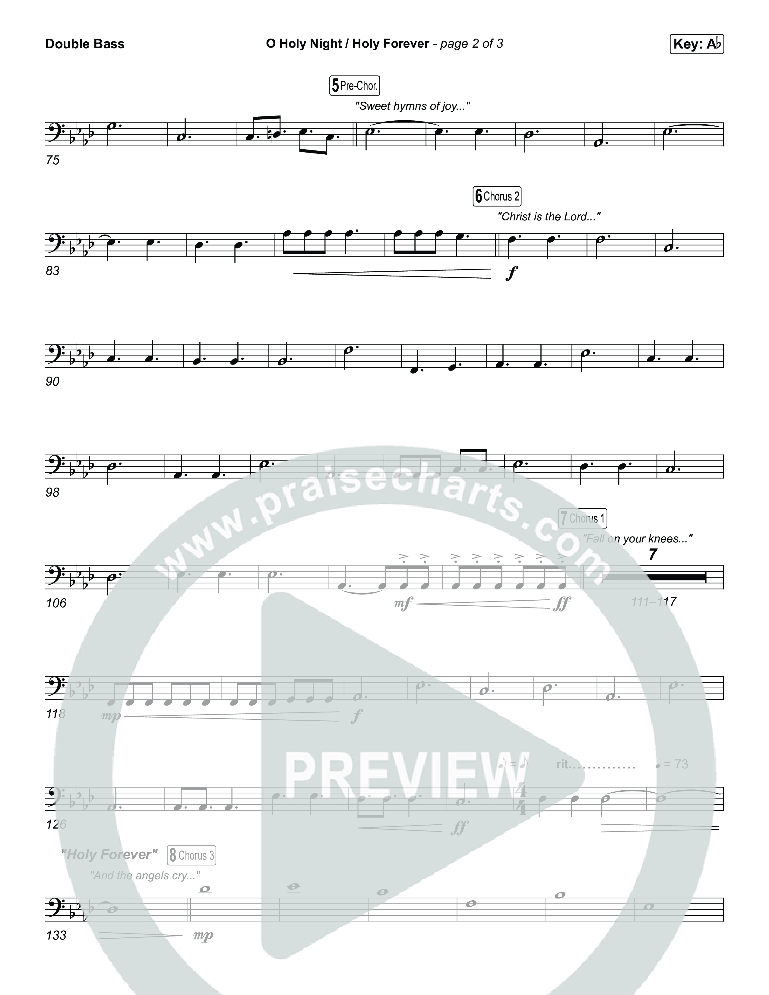 O Holy Night / Holy Forever (Choral Anthem SATB) String Bass (Bethel Music / Garett & Kate / Arr. Luke Gambill)