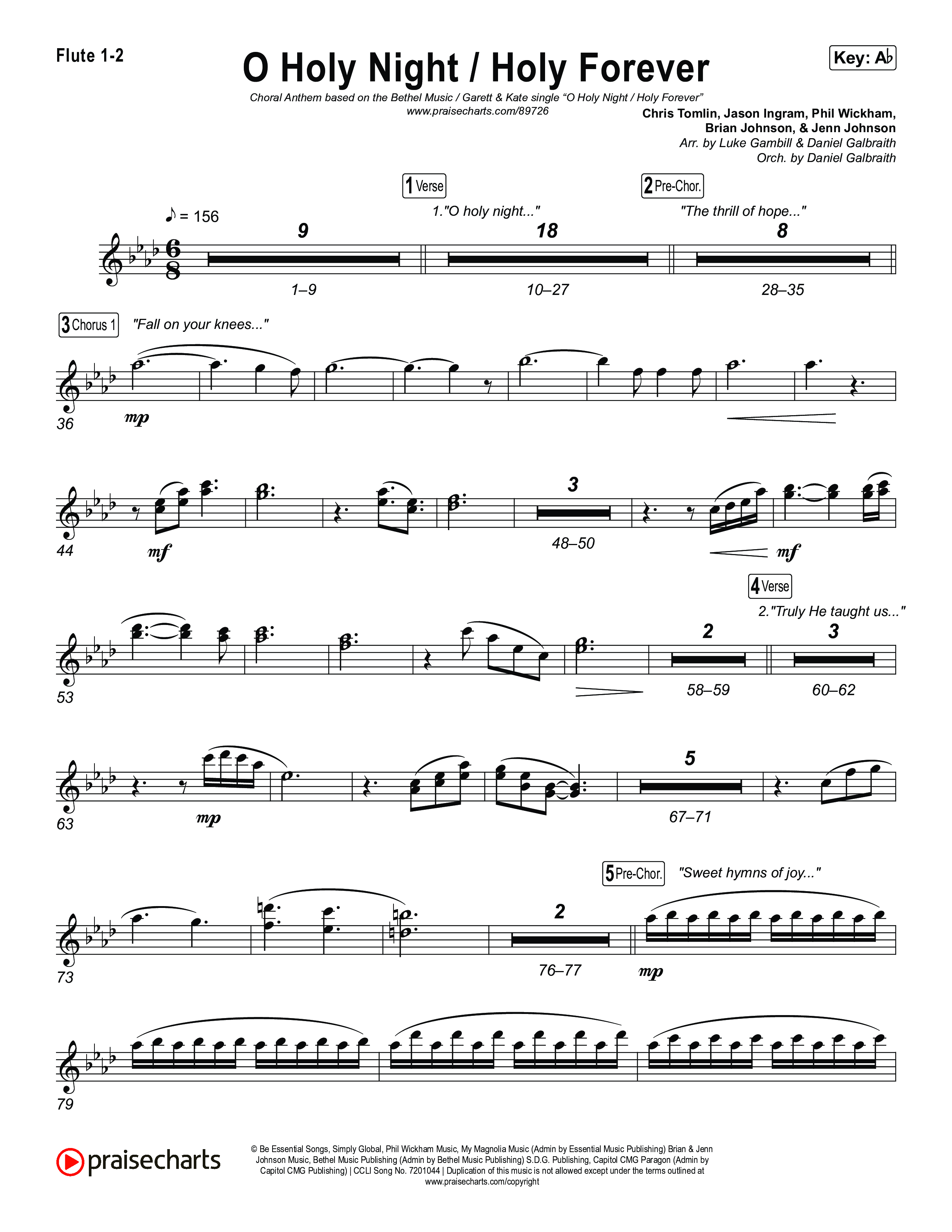 O Holy Night / Holy Forever (Choral Anthem SATB) Wind Pack (Bethel Music / Garett & Kate / Arr. Luke Gambill)