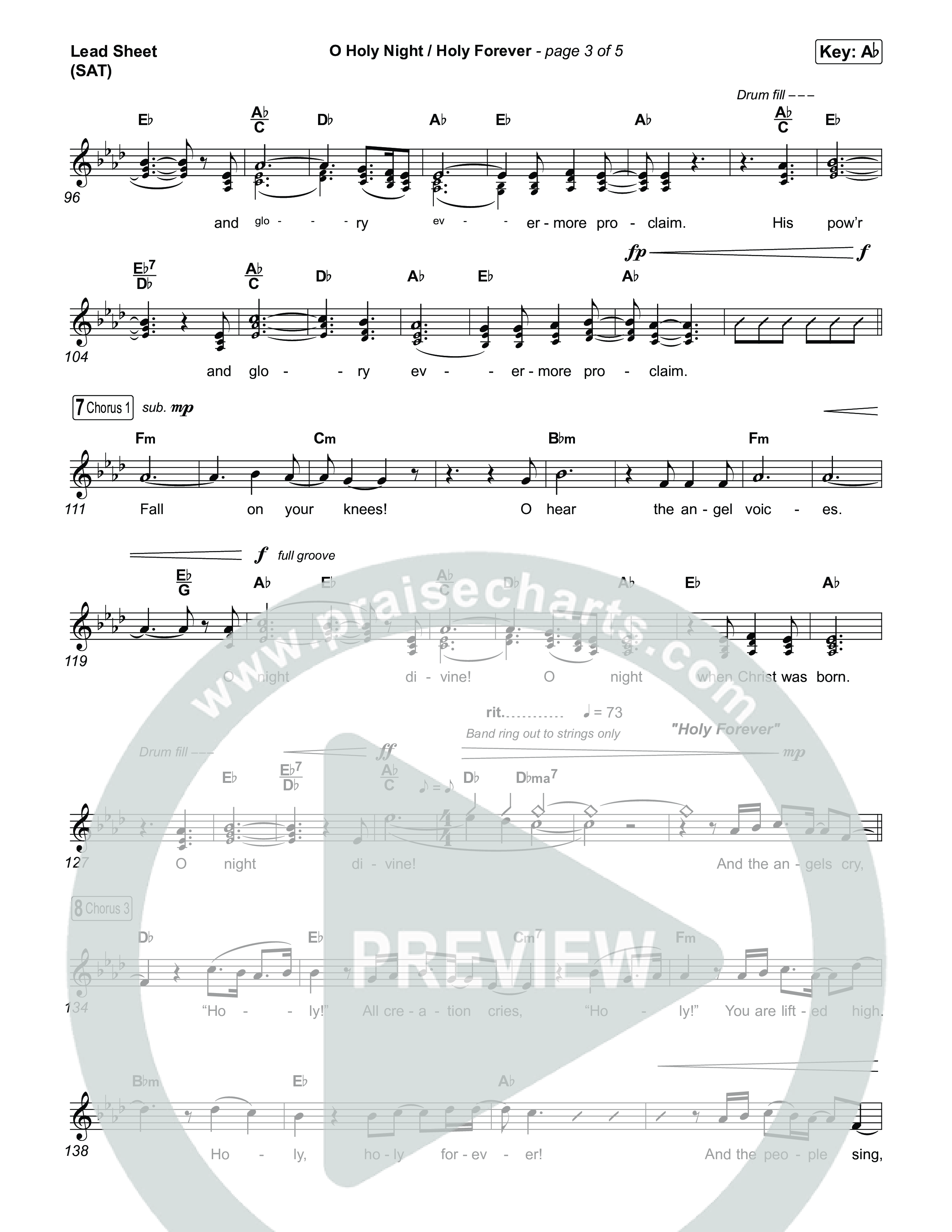 O Holy Night / Holy Forever (Choral Anthem SATB) Lead Sheet (SAT) (Bethel Music / Garett & Kate / Arr. Luke Gambill)