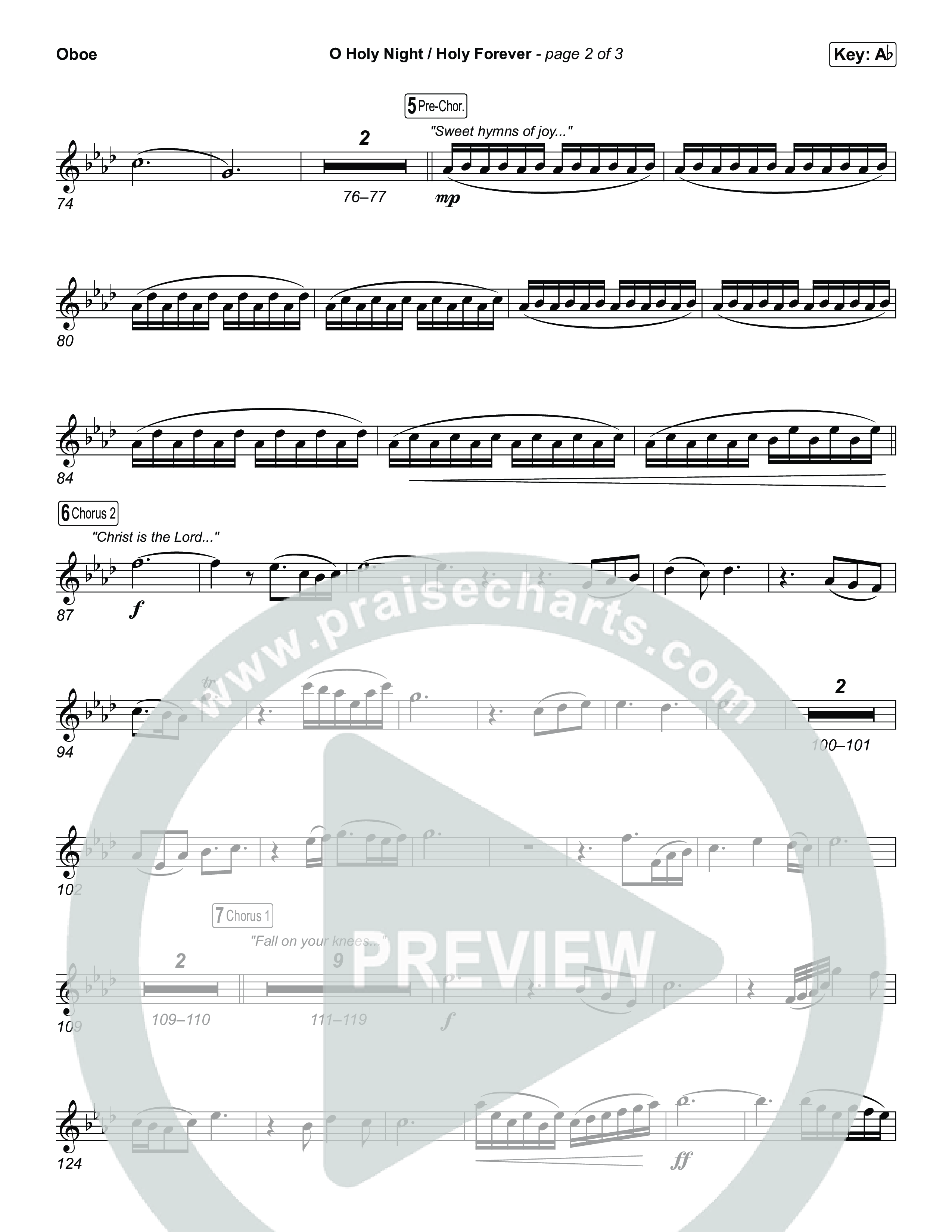 O Holy Night / Holy Forever (Choral Anthem SATB) Oboe (Bethel Music / Garett & Kate / Arr. Luke Gambill)