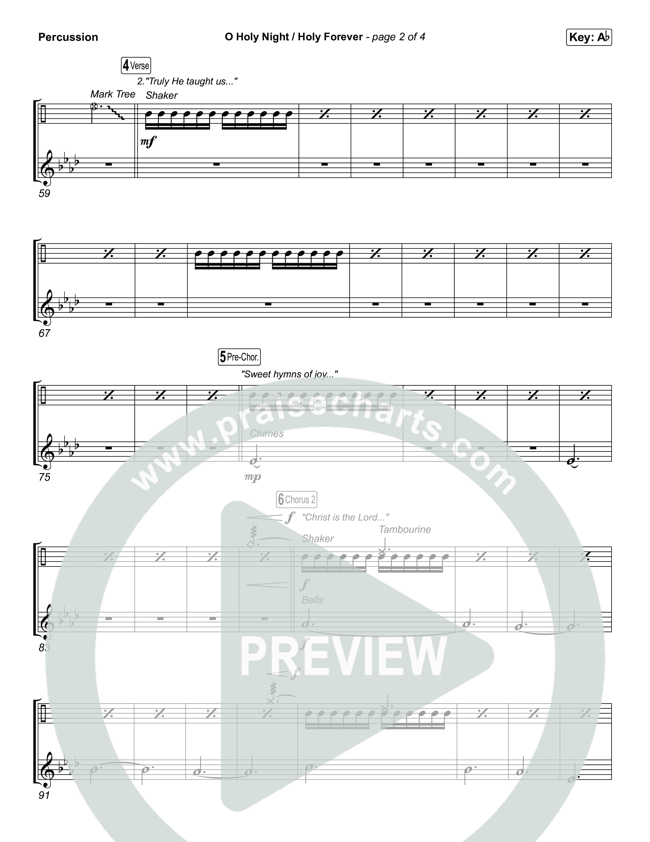 O Holy Night / Holy Forever (Choral Anthem SATB) Percussion (Bethel Music / Garett & Kate / Arr. Luke Gambill)