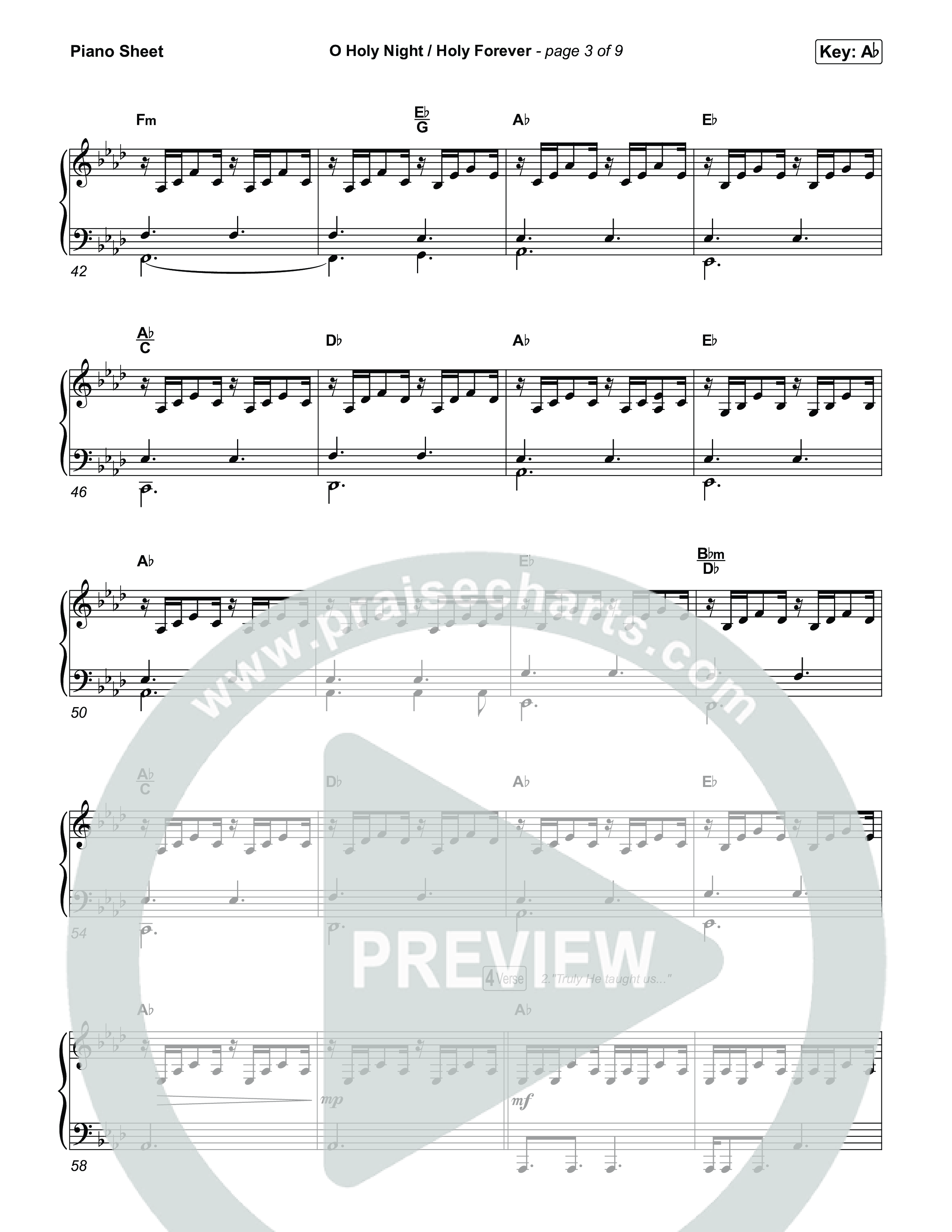 O Holy Night / Holy Forever (Choral Anthem SATB) Piano Sheet (Bethel Music / Garett & Kate / Arr. Luke Gambill)