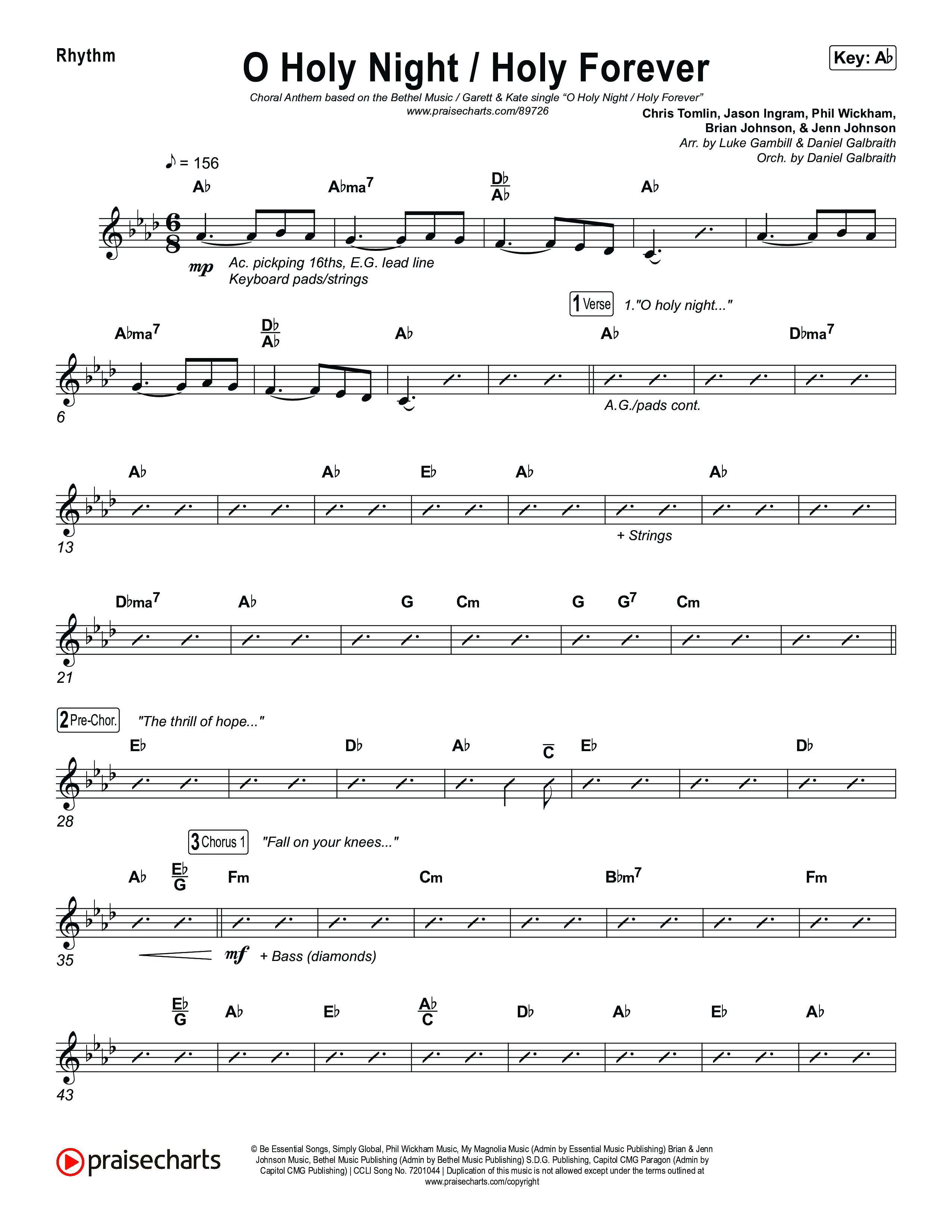 O Holy Night / Holy Forever (Choral Anthem SATB) Rhythm Pack (Bethel Music / Garett & Kate / Arr. Luke Gambill)