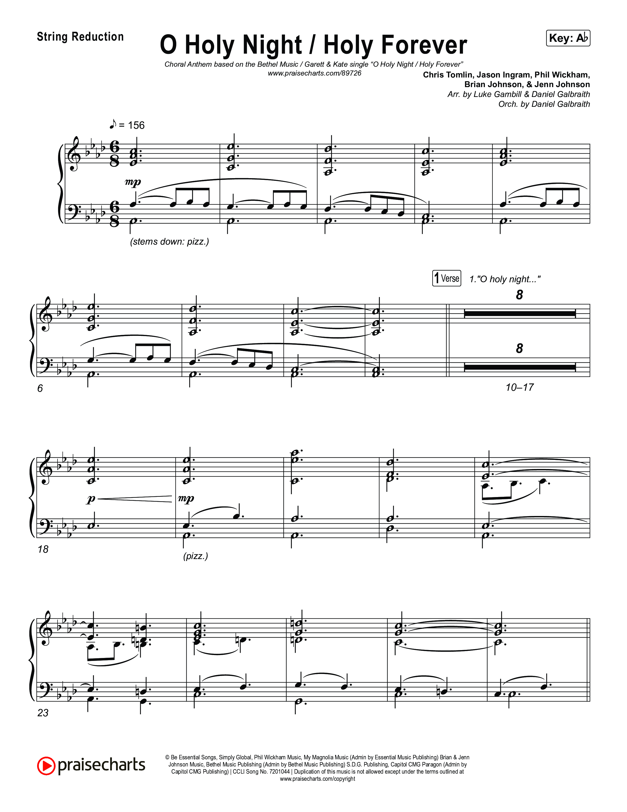 O Holy Night / Holy Forever (Choral Anthem SATB) String Reduction (Bethel Music / Garett & Kate / Arr. Luke Gambill)