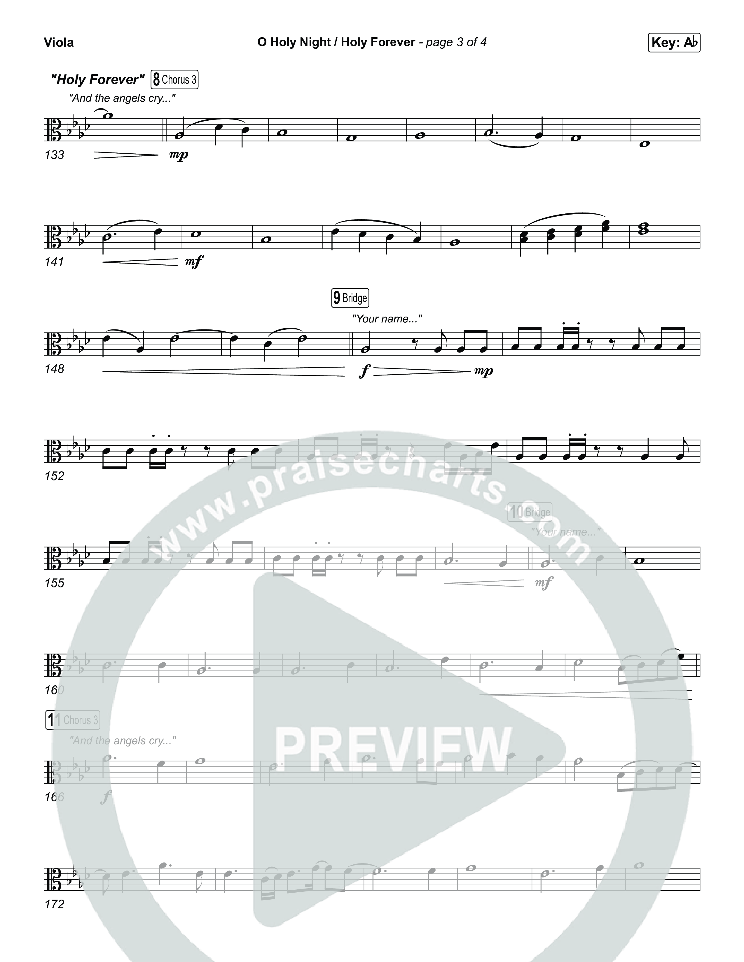 O Holy Night / Holy Forever (Choral Anthem SATB) Viola (Bethel Music / Garett & Kate / Arr. Luke Gambill)