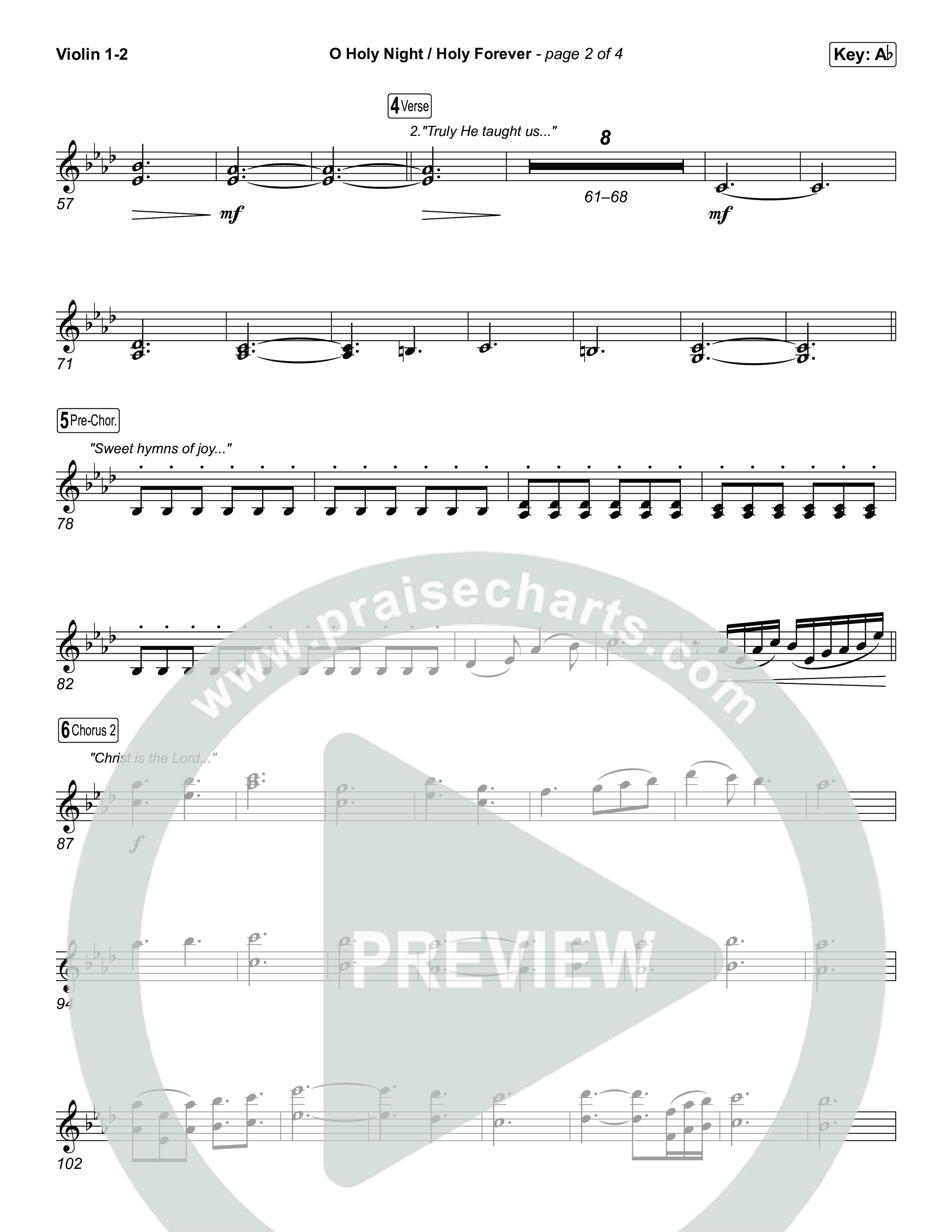 O Holy Night / Holy Forever (Choral Anthem SATB) String Pack (Bethel Music / Garett & Kate / Arr. Luke Gambill)