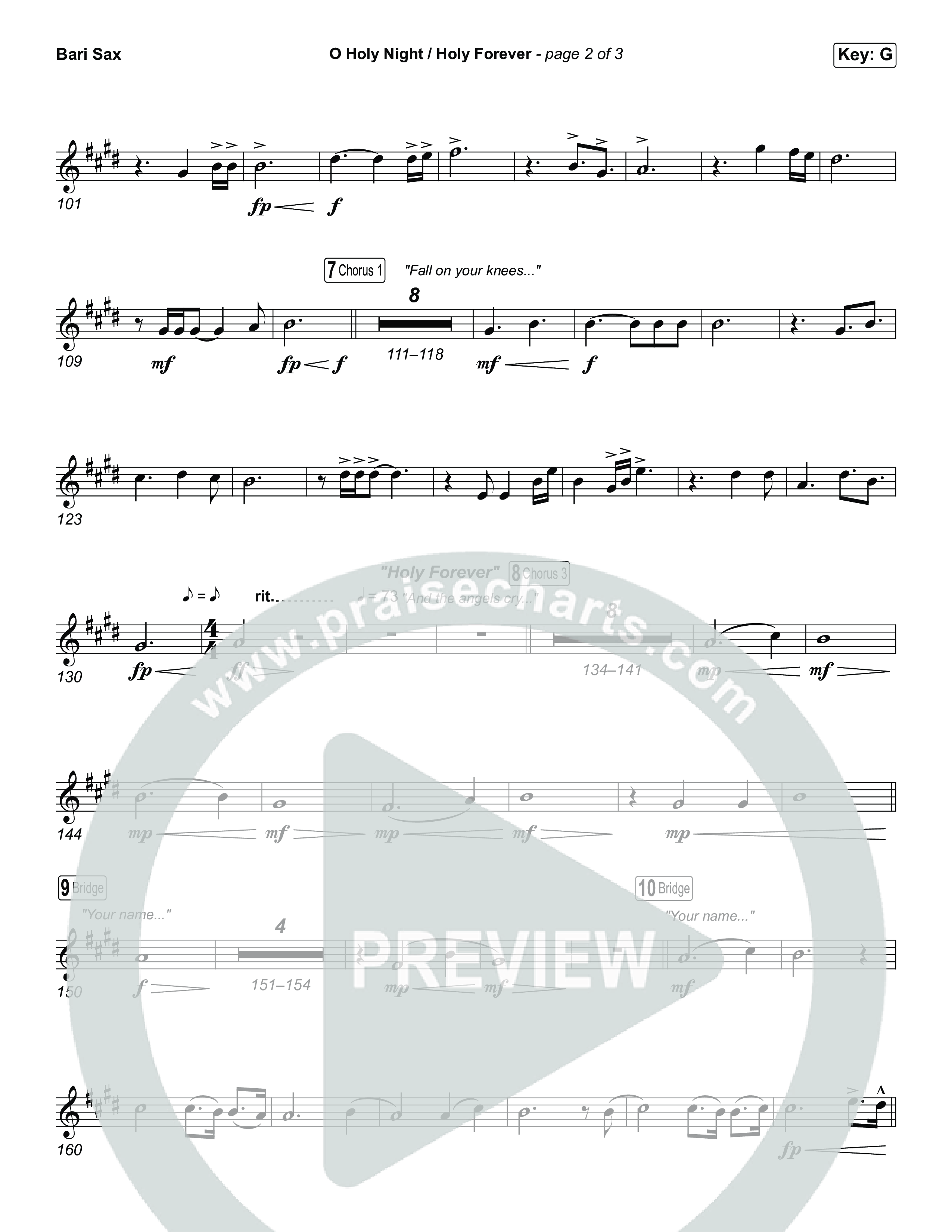 O Holy Night / Holy Forever (Worship Choir/SAB) Bari Sax (Bethel Music / Garett & Kate / Arr. Luke Gambill)