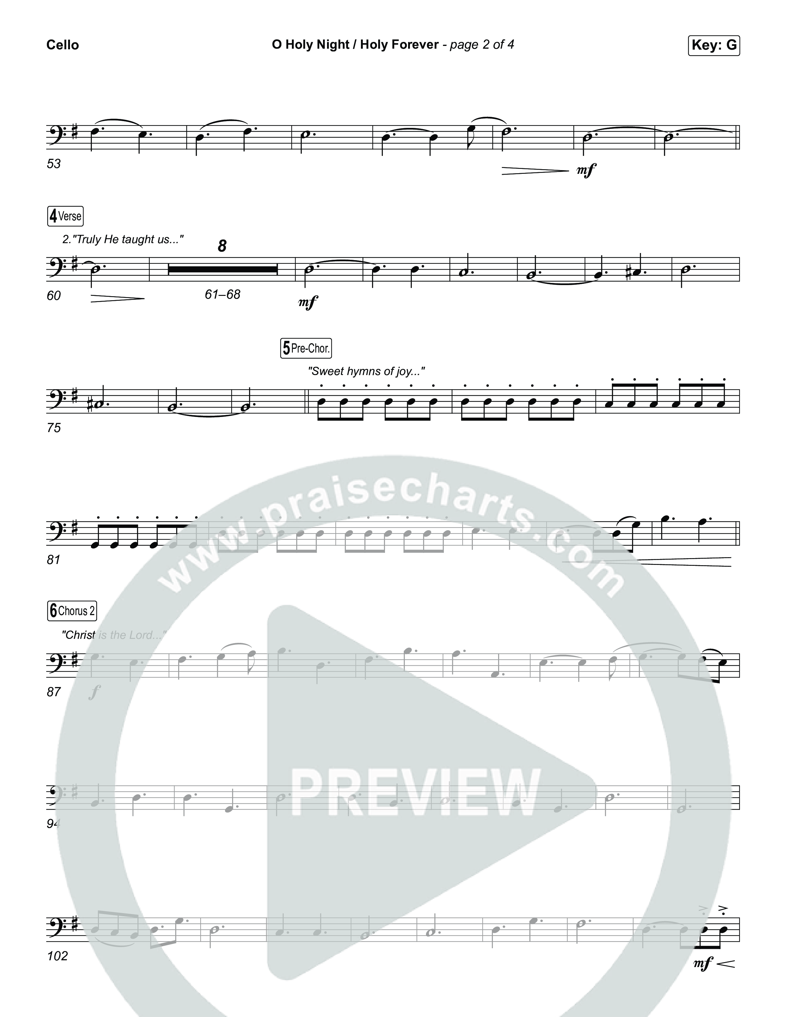 O Holy Night / Holy Forever (Worship Choir/SAB) Cello (Bethel Music / Garett & Kate / Arr. Luke Gambill)