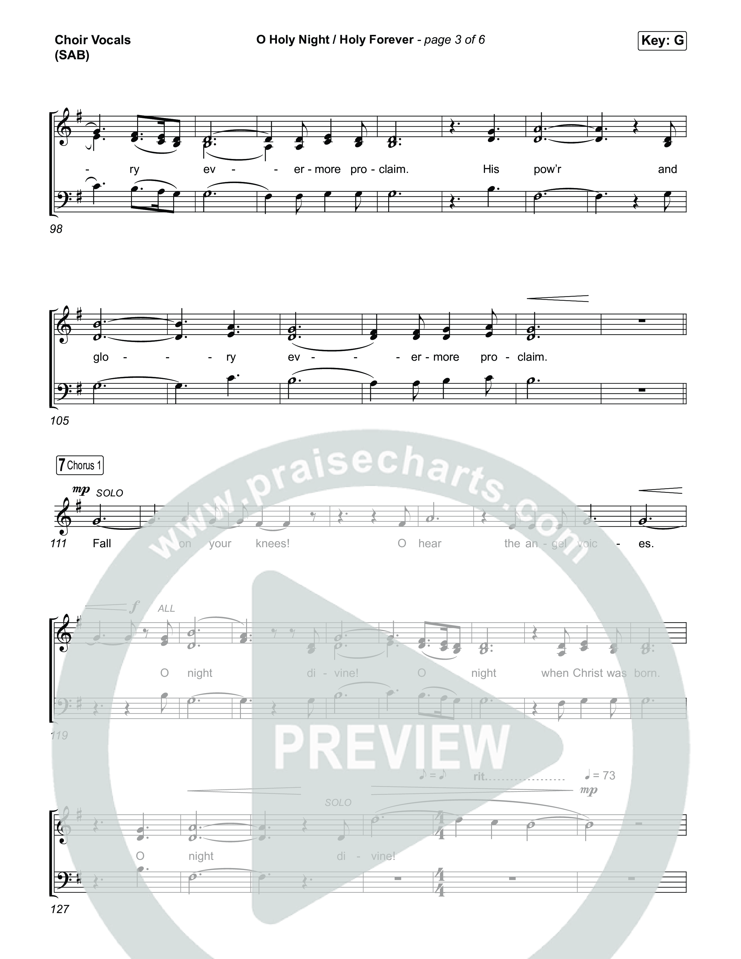 O Holy Night / Holy Forever (Worship Choir/SAB) Choir Sheet (SAB) (Bethel Music / Garett & Kate / Arr. Luke Gambill)