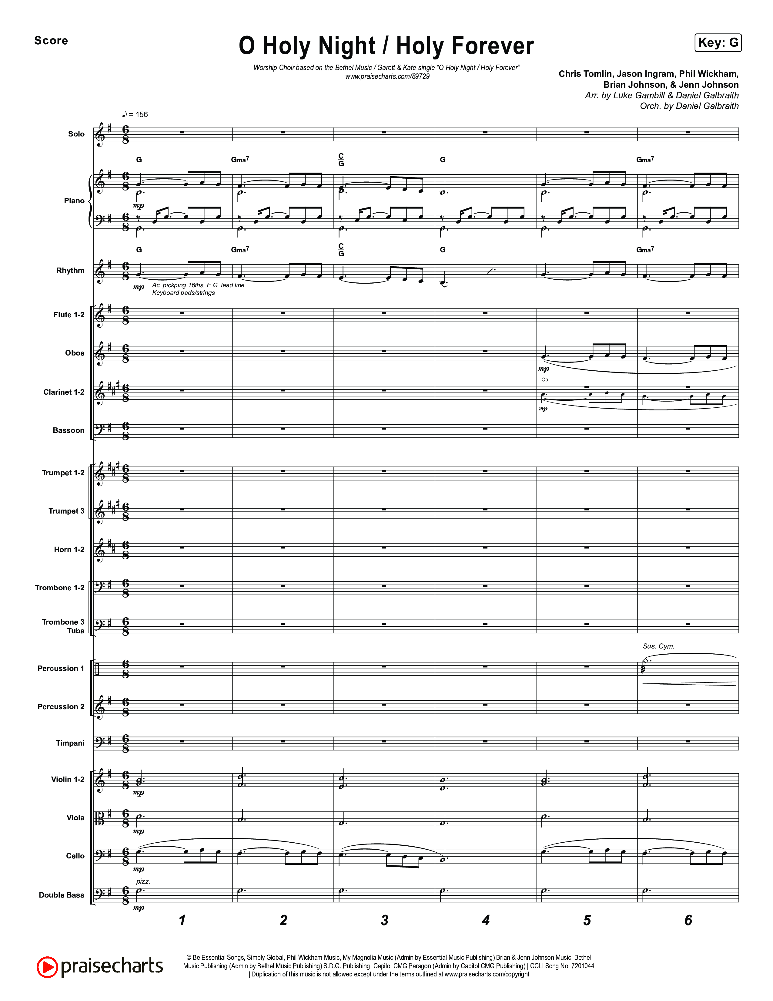 O Holy Night / Holy Forever (Worship Choir/SAB) Orchestration (No Vocals) (Bethel Music / Garett & Kate / Arr. Luke Gambill)