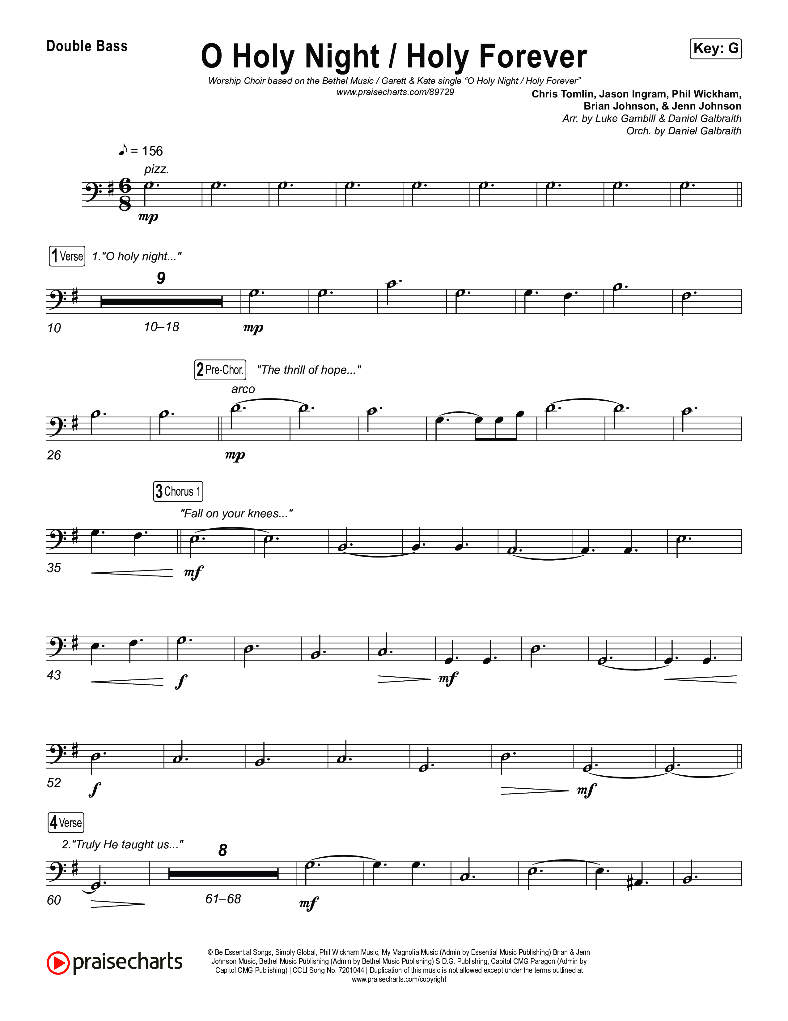 O Holy Night / Holy Forever (Worship Choir/SAB) Double Bass (Bethel Music / Garett & Kate / Arr. Luke Gambill)