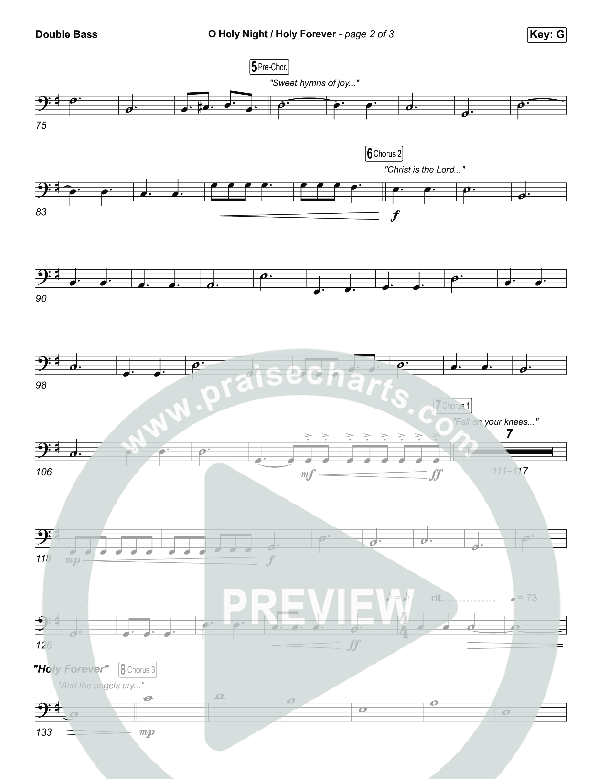 O Holy Night / Holy Forever (Worship Choir/SAB) Double Bass (Bethel Music / Garett & Kate / Arr. Luke Gambill)