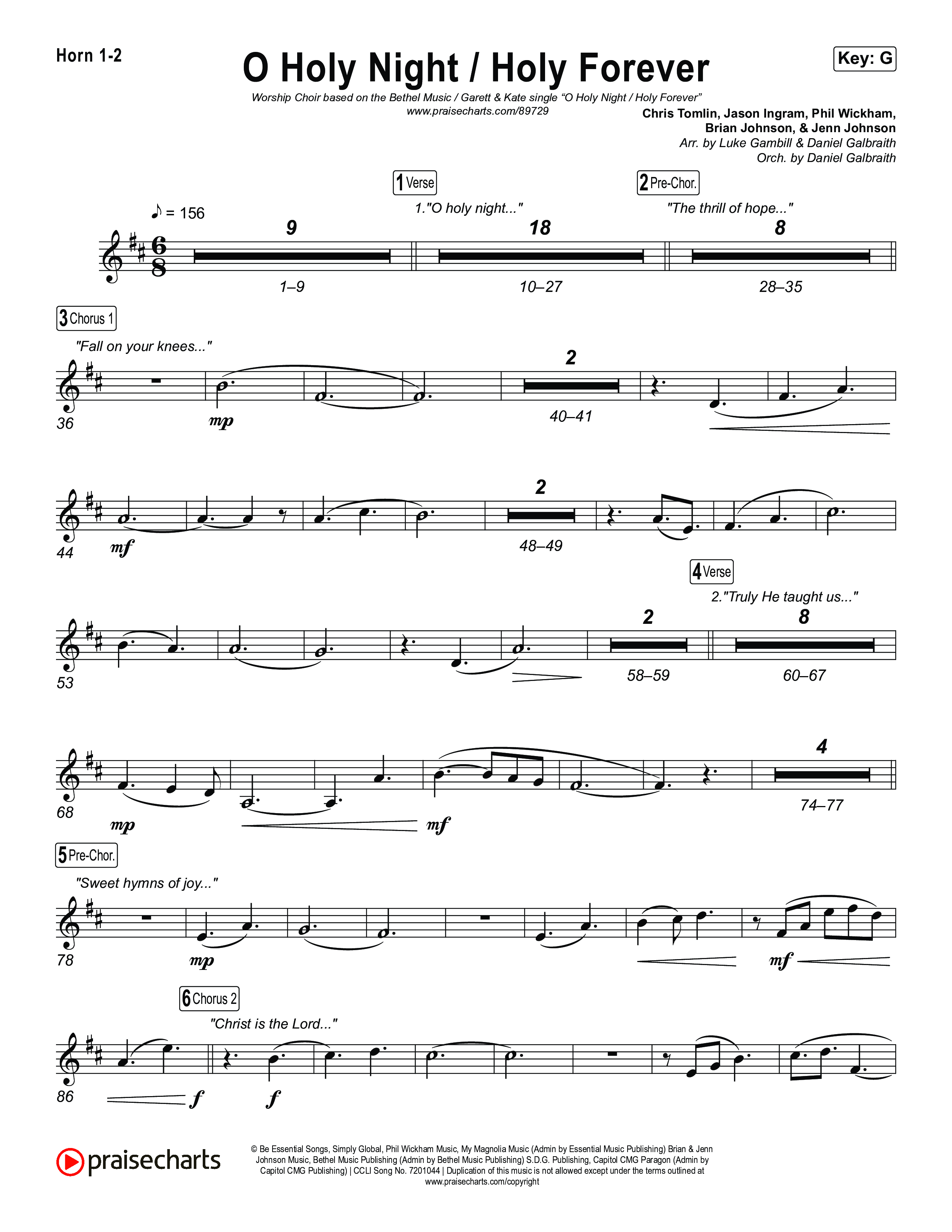 O Holy Night / Holy Forever (Worship Choir/SAB) Brass Pack (Bethel Music / Garett & Kate / Arr. Luke Gambill)