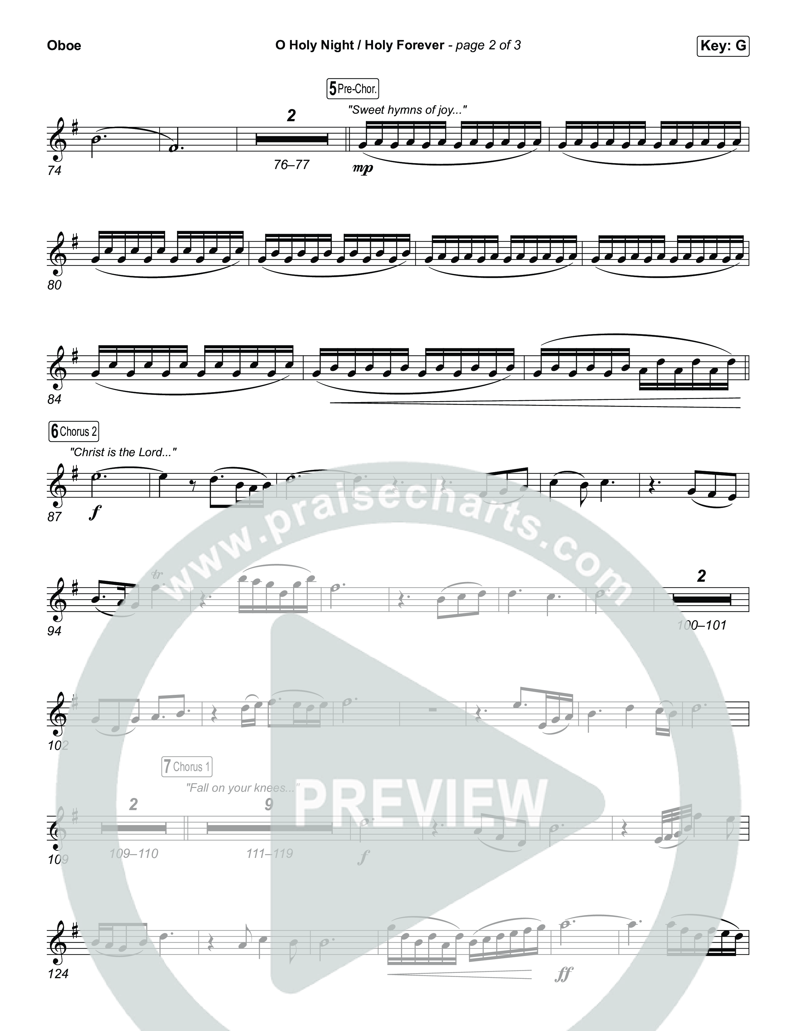 O Holy Night / Holy Forever (Worship Choir/SAB) Oboe (Bethel Music / Garett & Kate / Arr. Luke Gambill)