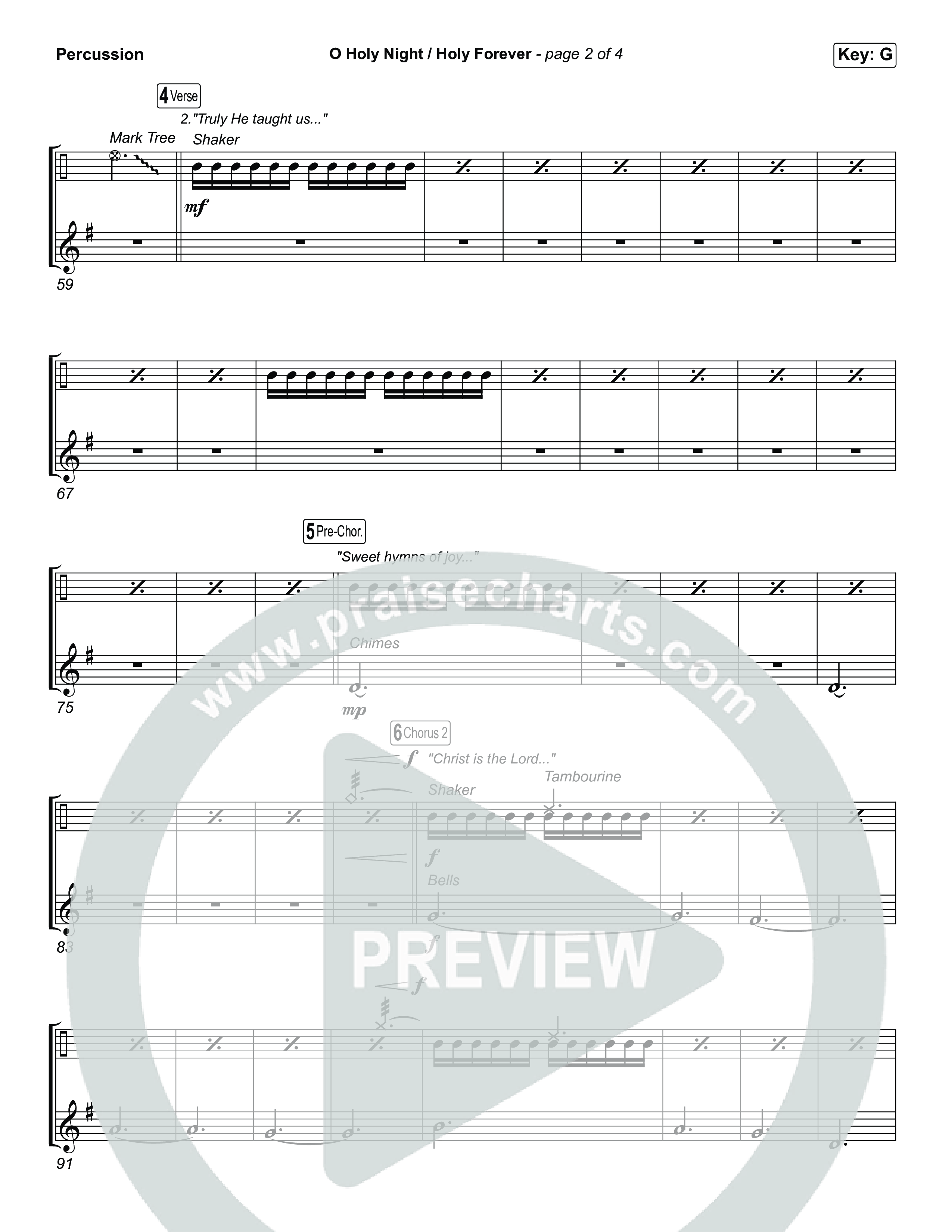 O Holy Night / Holy Forever (Worship Choir/SAB) Percussion (Bethel Music / Garett & Kate / Arr. Luke Gambill)