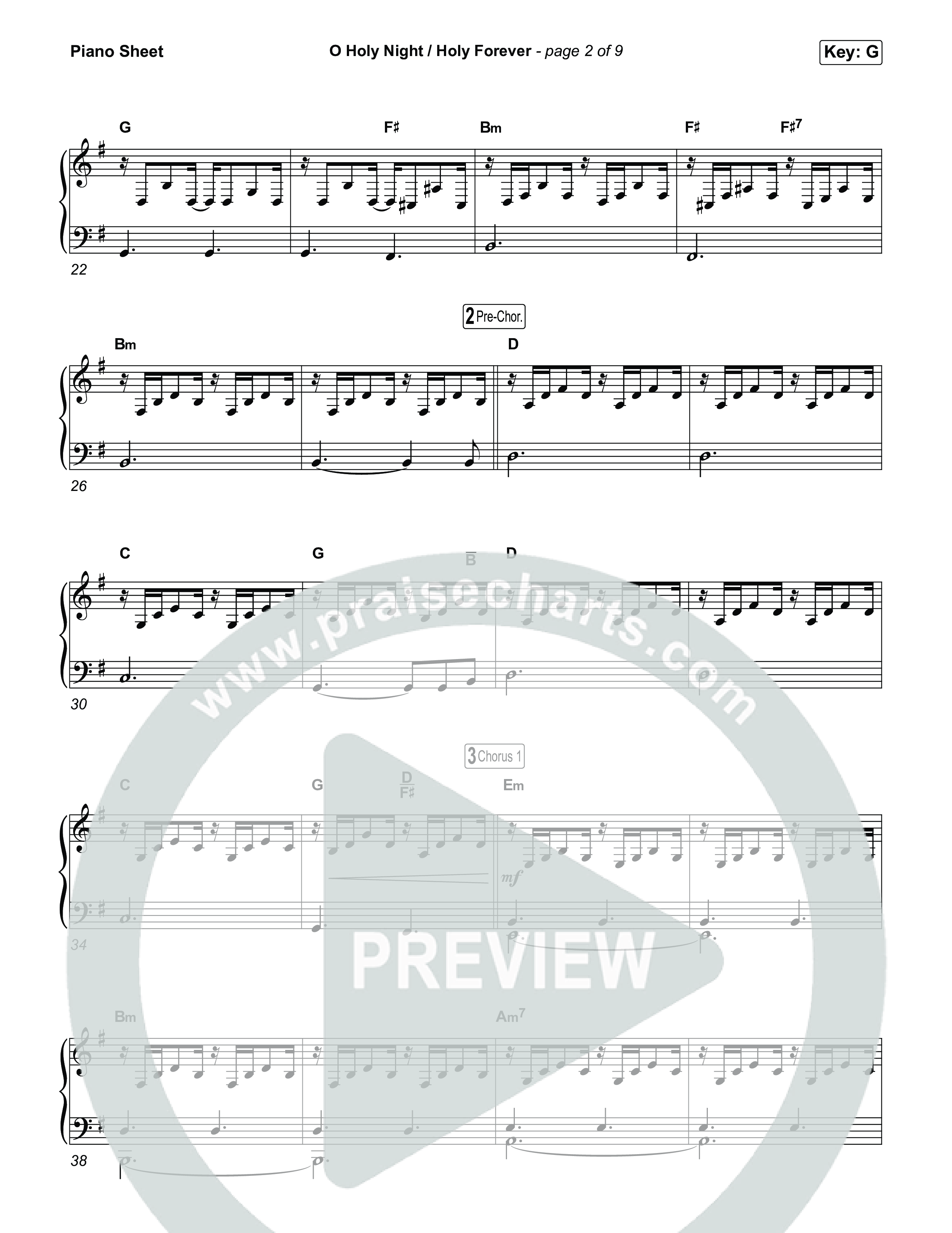 O Holy Night / Holy Forever (Worship Choir/SAB) Piano Sheet (Bethel Music / Garett & Kate / Arr. Luke Gambill)