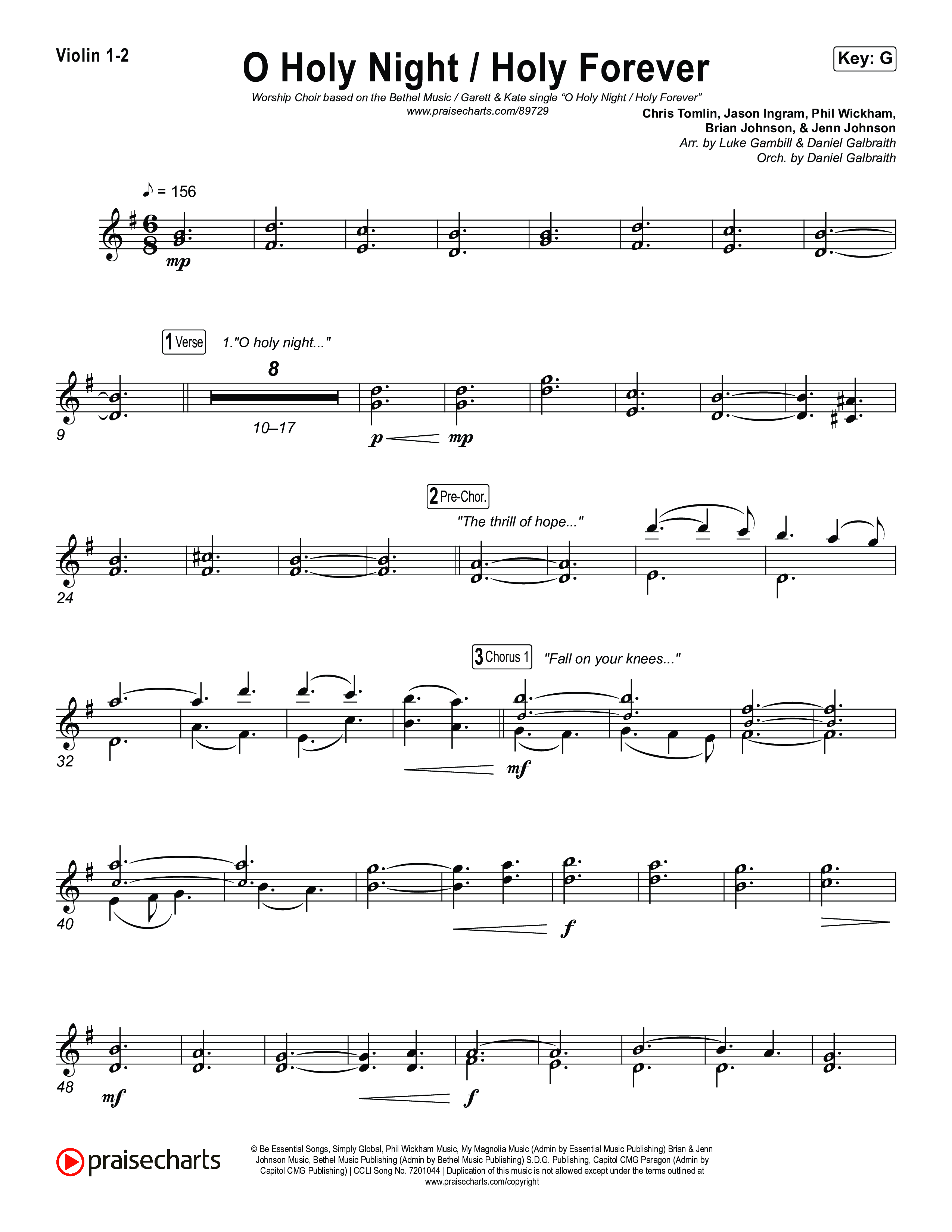 O Holy Night / Holy Forever (Worship Choir/SAB) String Pack (Bethel Music / Garett & Kate / Arr. Luke Gambill)