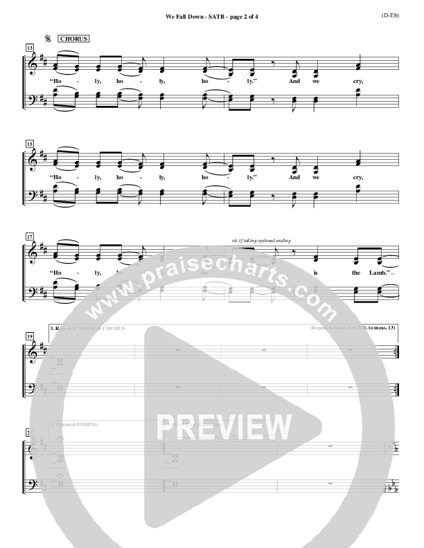 We Fall Down Choir Sheet (SATB) (Chris Tomlin)
