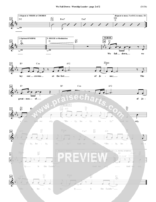 We Fall Down Lead Sheet (Chris Tomlin)