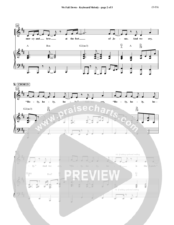 We Fall Down Lead Sheet (Chris Tomlin)