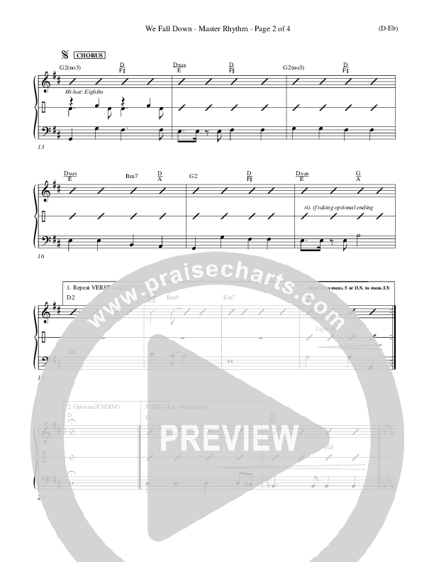 We Fall Down Rhythm Chart (Chris Tomlin)