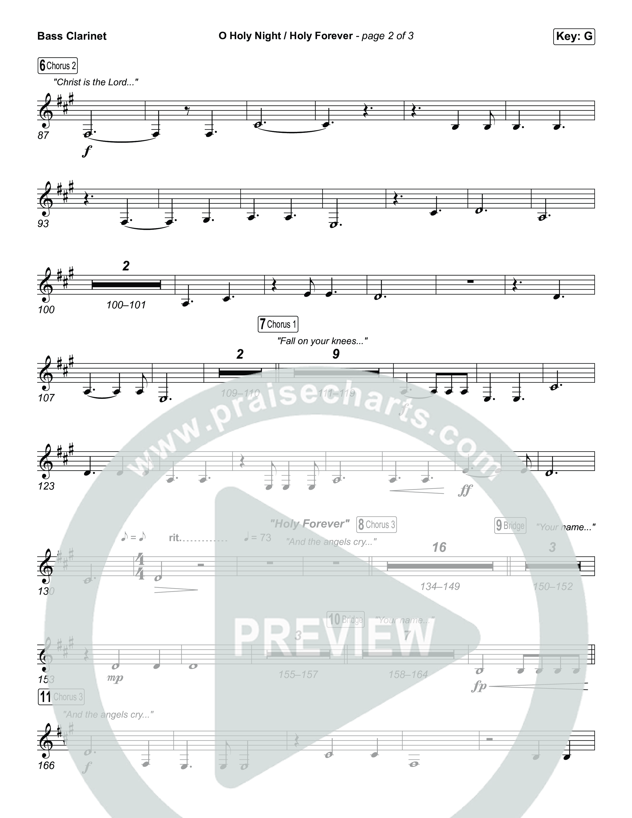 O Holy Night / Holy Forever (Unison/2-Part) Bass Clarinet (Bethel Music / Garett & Kate / Arr. Luke Gambill)