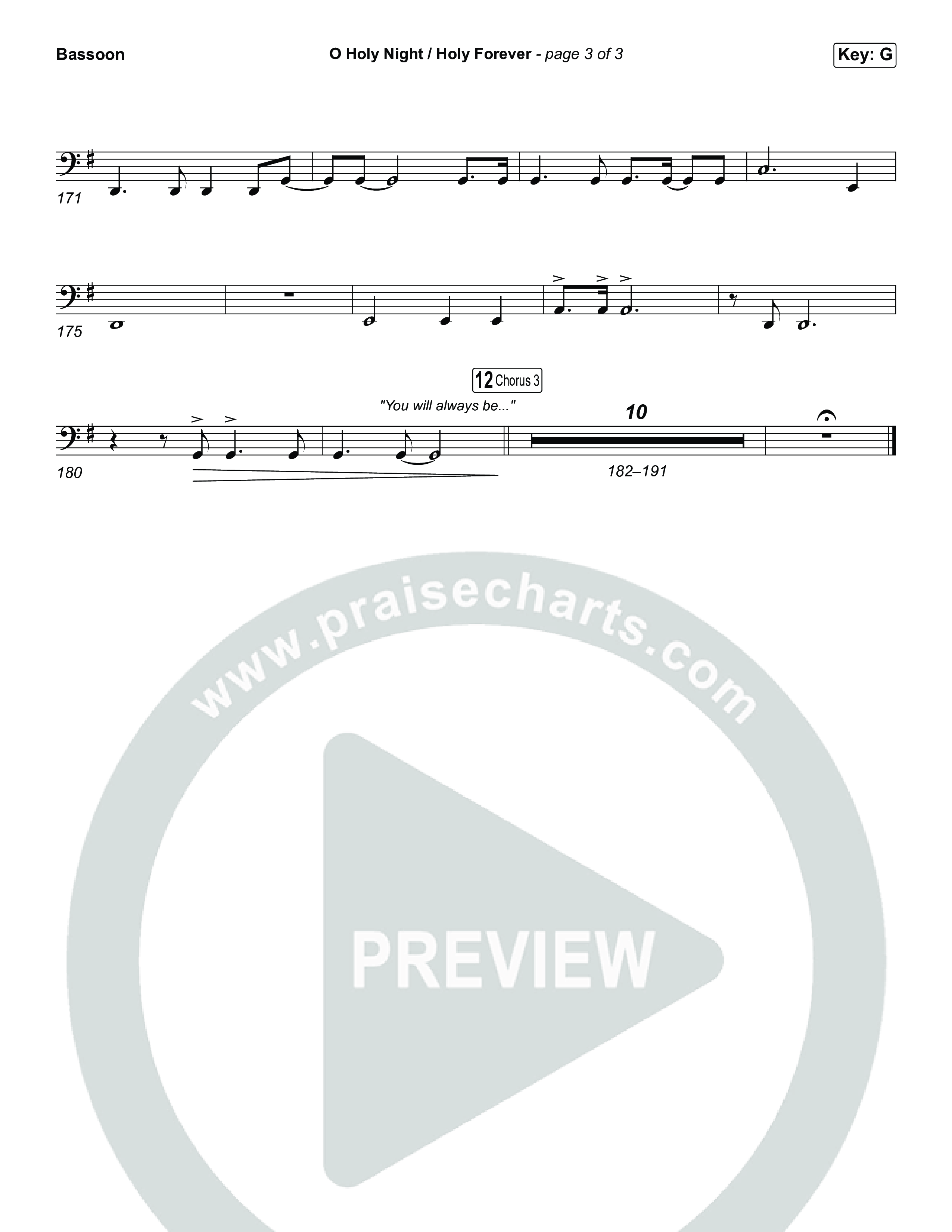 O Holy Night / Holy Forever (Unison/2-Part) Bassoon (Bethel Music / Garett & Kate / Arr. Luke Gambill)