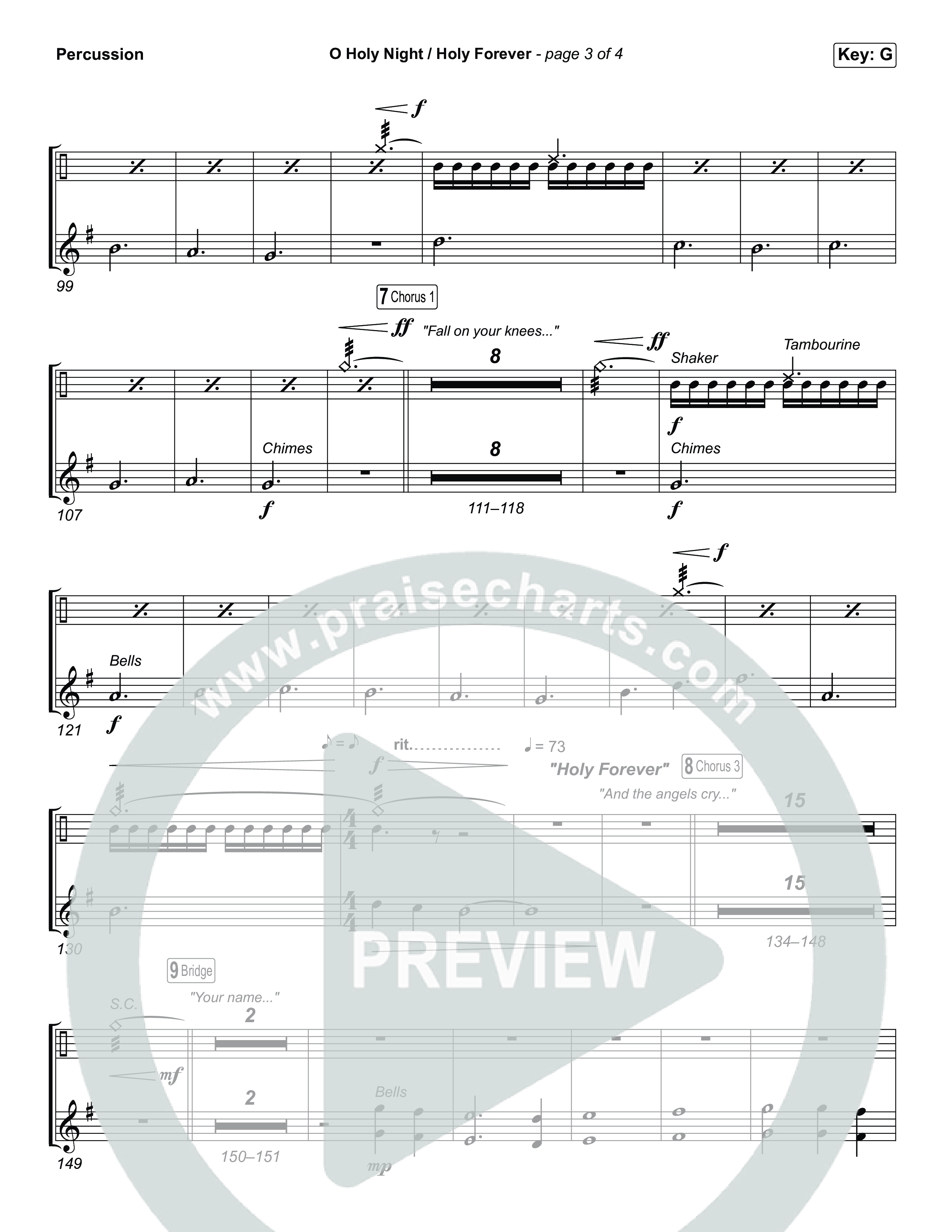 O Holy Night / Holy Forever (Unison/2-Part) Percussion (Bethel Music / Garett & Kate / Arr. Luke Gambill)