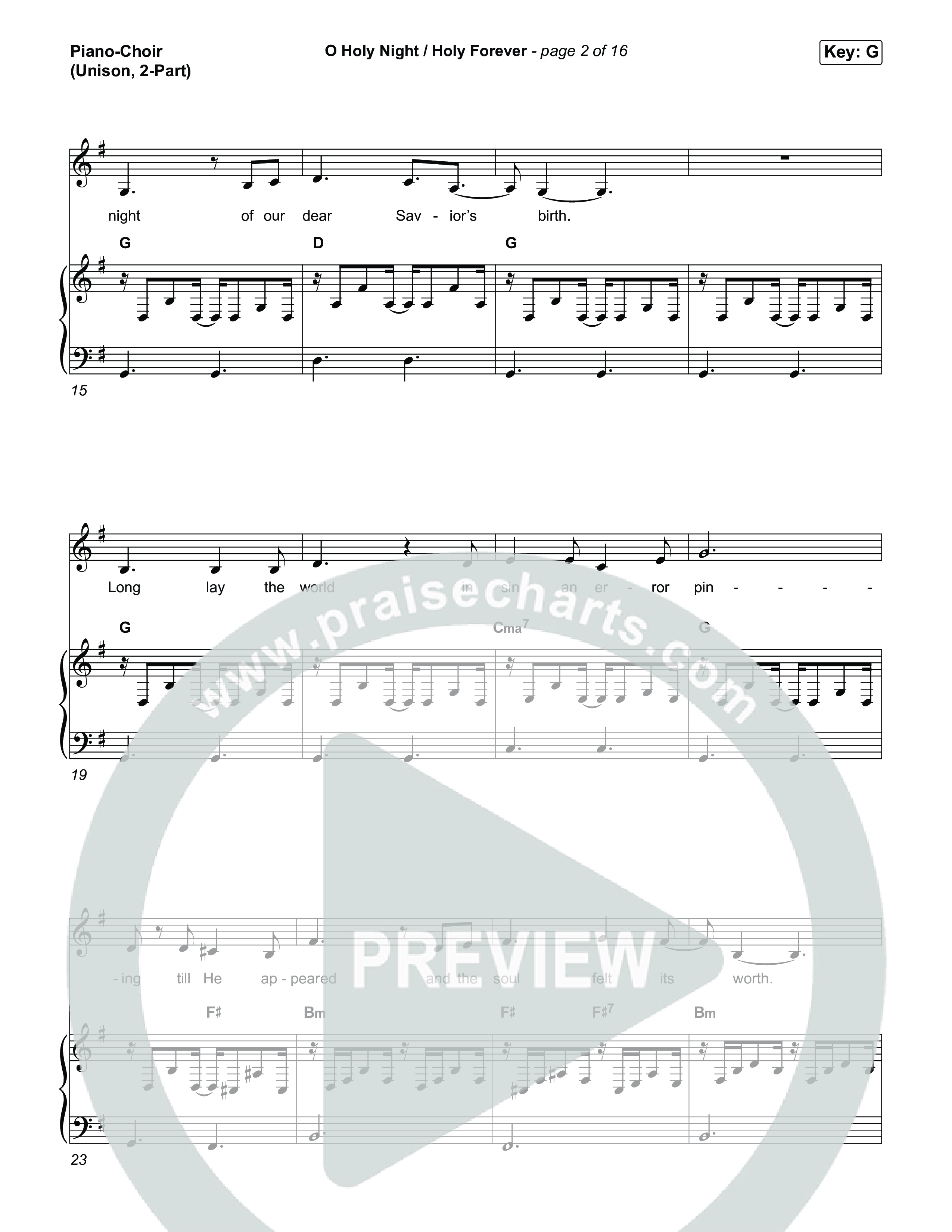 O Holy Night / Holy Forever (Unison/2-Part) Piano/Choir  (Uni/2-Part) (Bethel Music / Garett & Kate / Arr. Luke Gambill)