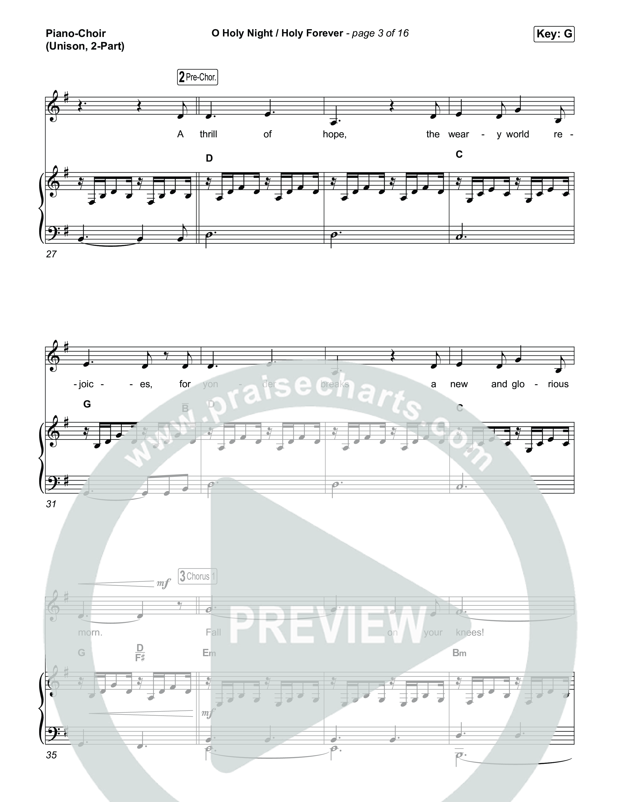 O Holy Night / Holy Forever (Unison/2-Part) Piano/Choir  (Uni/2-Part) (Bethel Music / Garett & Kate / Arr. Luke Gambill)