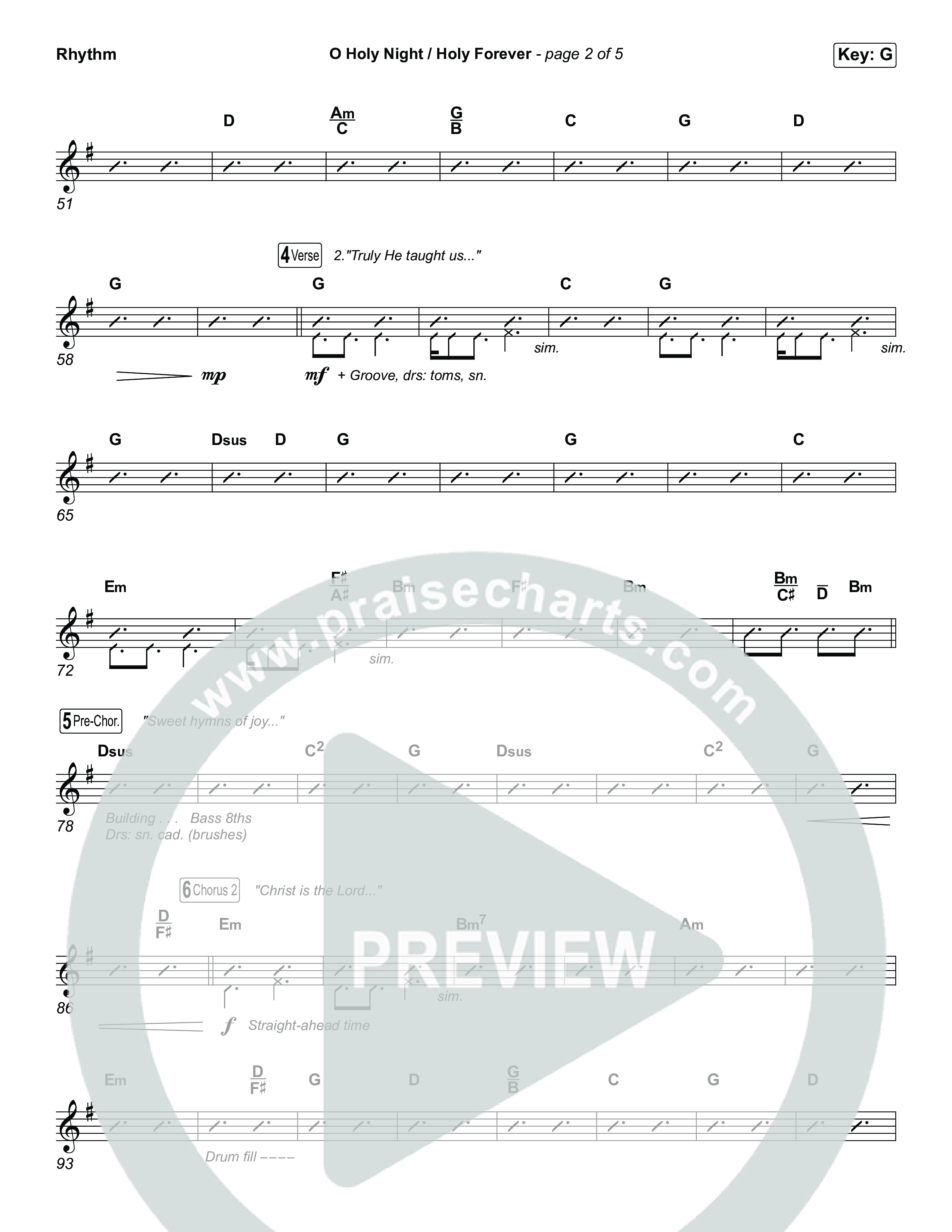 O Holy Night / Holy Forever (Unison/2-Part) Rhythm Chart (Bethel Music / Garett & Kate / Arr. Luke Gambill)