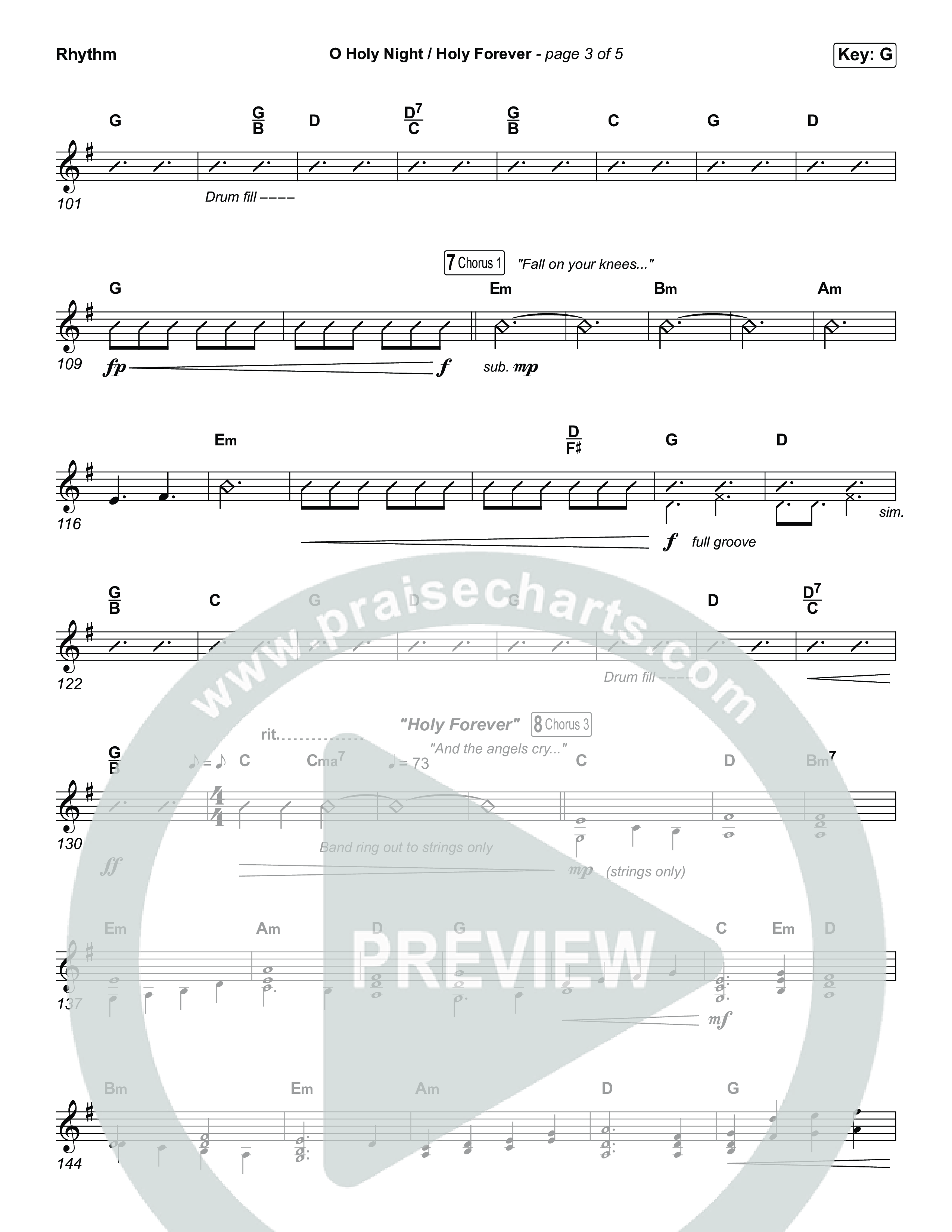 O Holy Night / Holy Forever (Unison/2-Part) Rhythm Chart (Bethel Music / Garett & Kate / Arr. Luke Gambill)