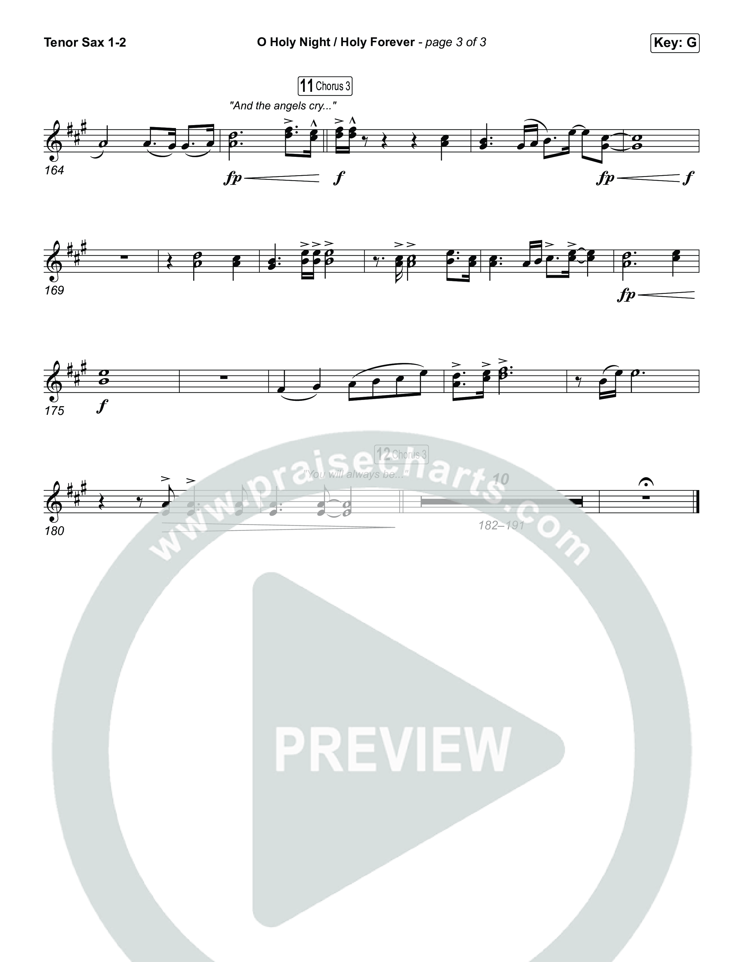 O Holy Night / Holy Forever (Unison/2-Part) Tenor Sax 1/2 (Bethel Music / Garett & Kate / Arr. Luke Gambill)