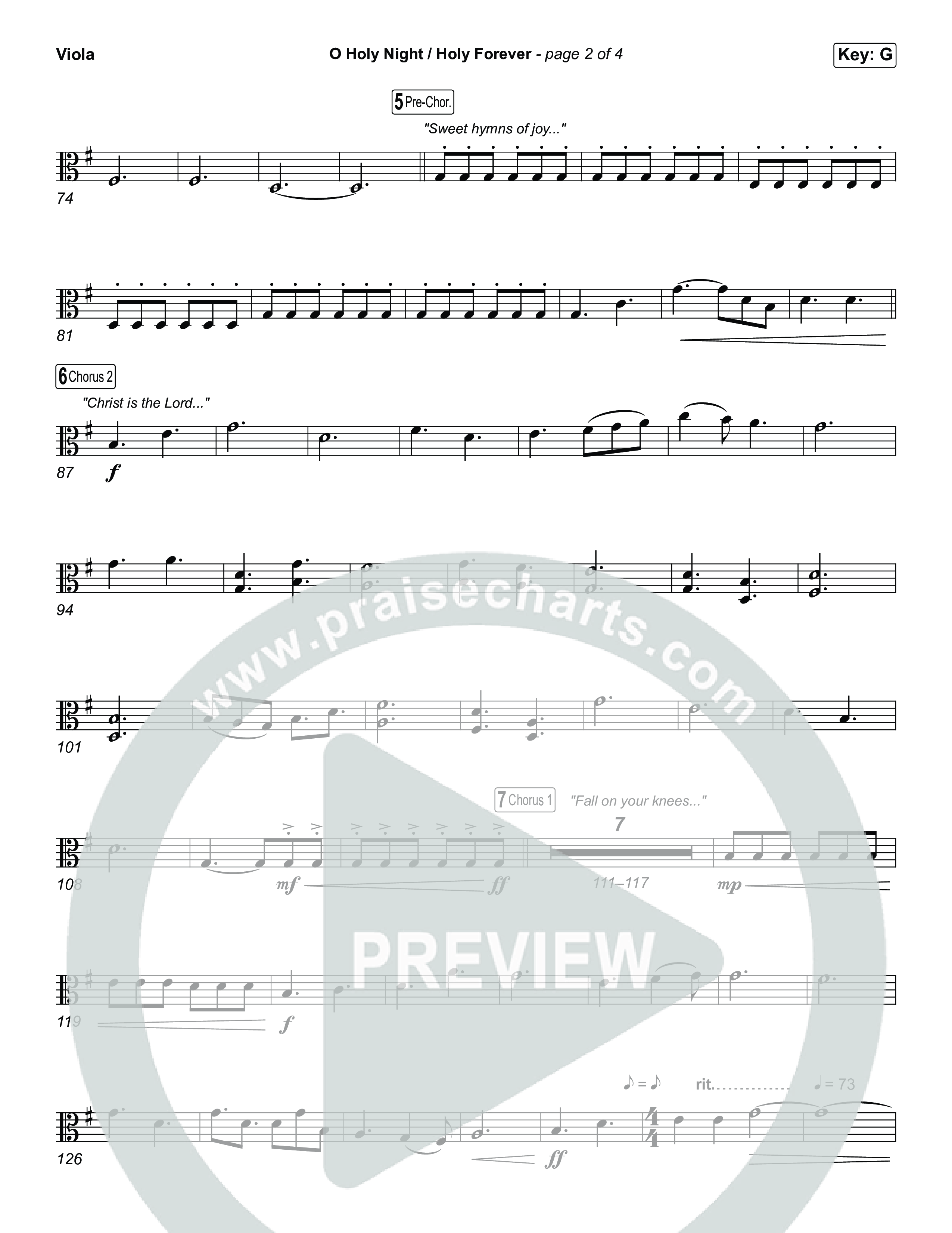 O Holy Night / Holy Forever (Unison/2-Part) Viola (Bethel Music / Garett & Kate / Arr. Luke Gambill)