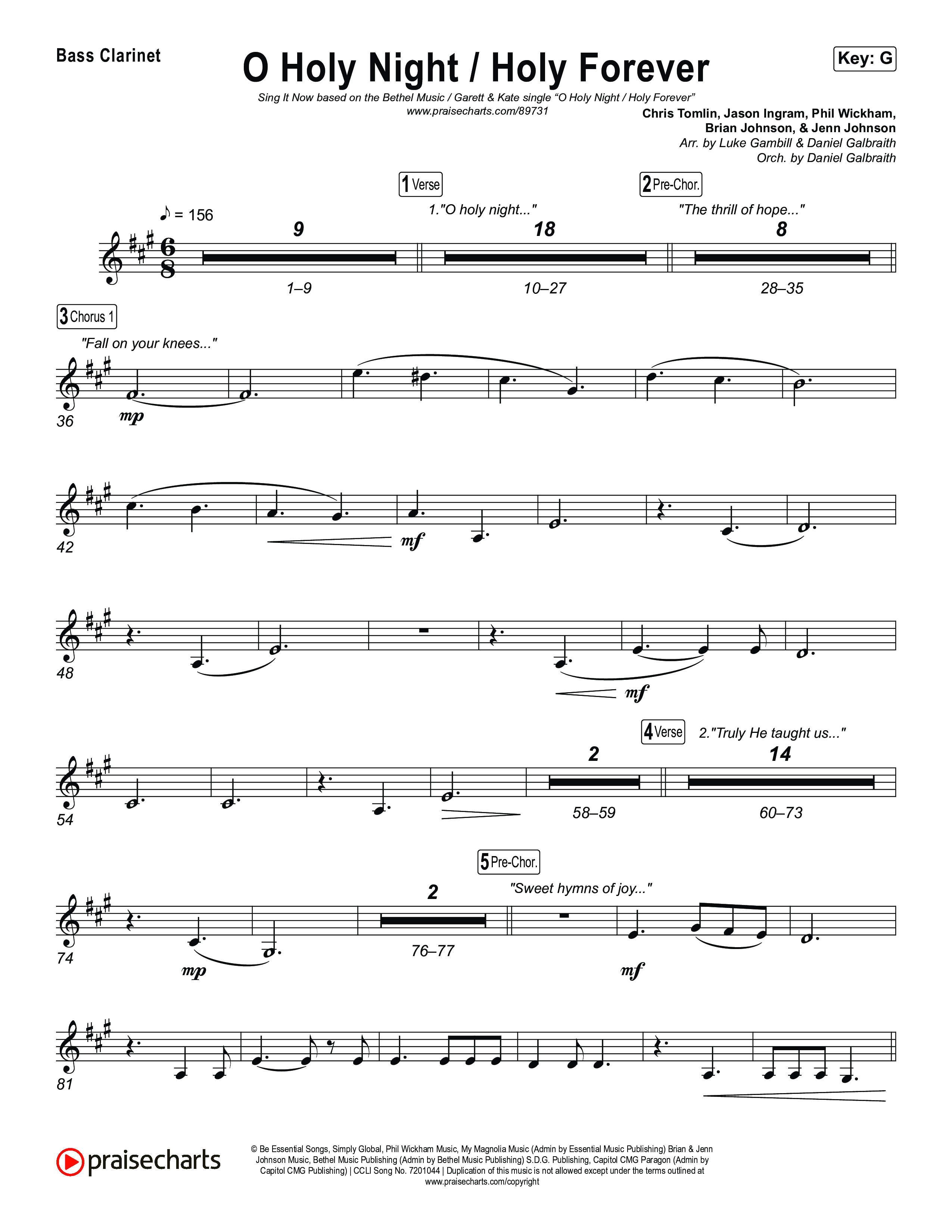 O Holy Night / Holy Forever (Sing It Now) Bass Clarinet (Bethel Music / Garett & Kate / Arr. Luke Gambill)