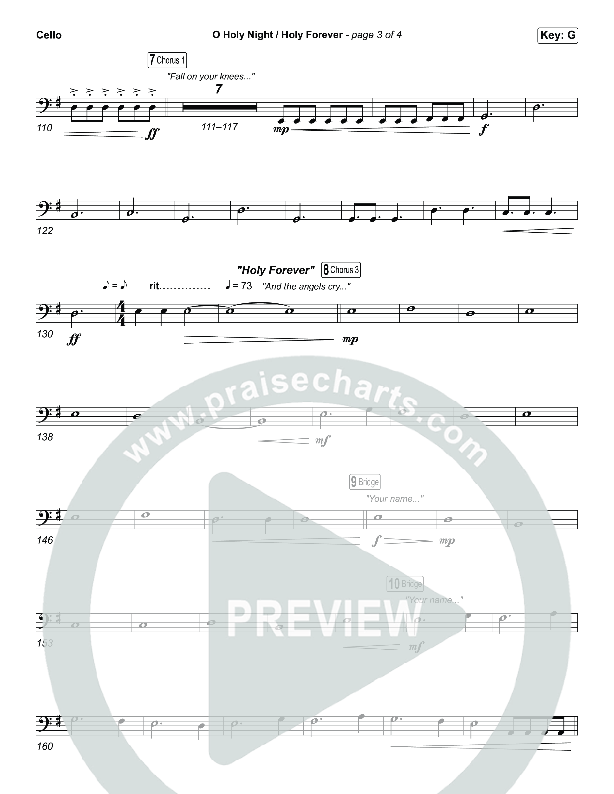 O Holy Night / Holy Forever (Sing It Now) Cello (Bethel Music / Garett & Kate / Arr. Luke Gambill)