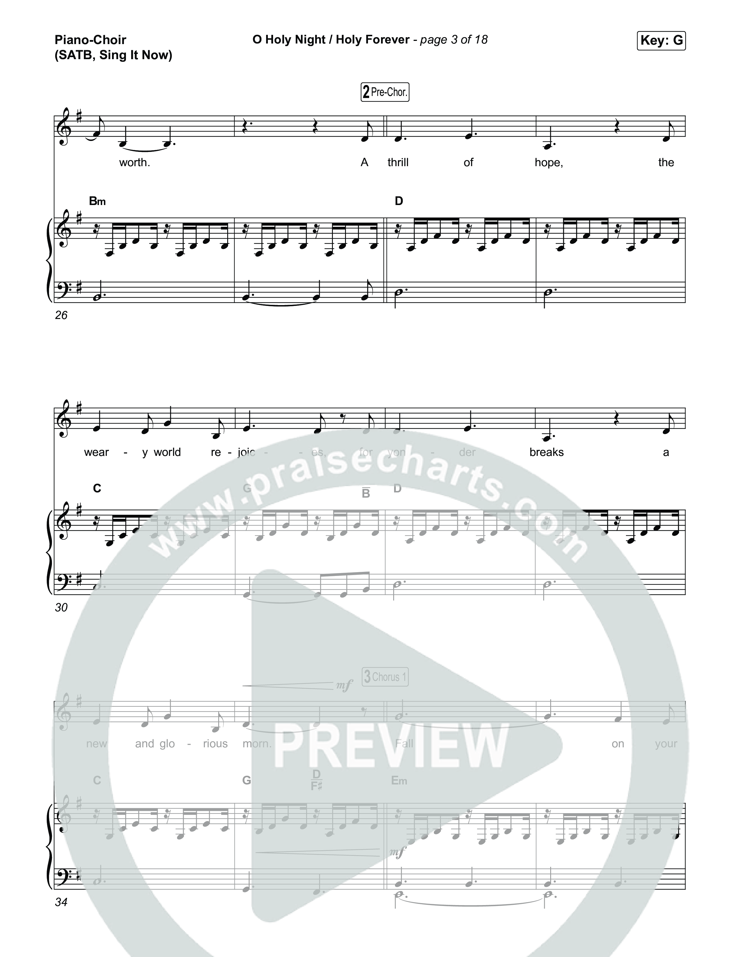 O Holy Night / Holy Forever (Sing It Now) Piano/Choir (SATB) (Bethel Music / Garett & Kate / Arr. Luke Gambill)