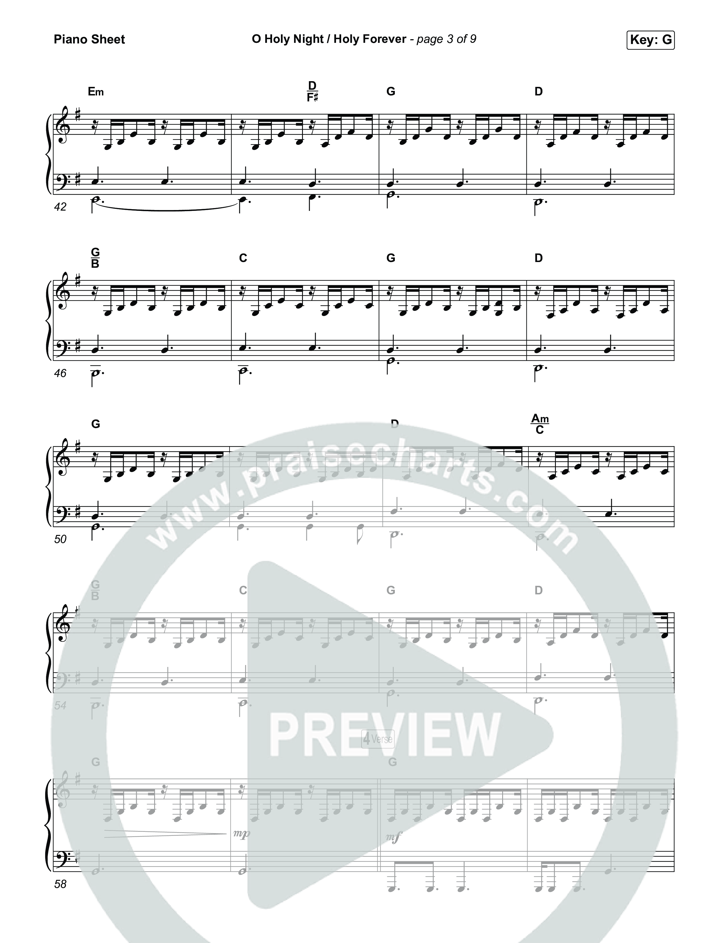 O Holy Night / Holy Forever (Sing It Now) Piano Sheet (Bethel Music / Garett & Kate / Arr. Luke Gambill)