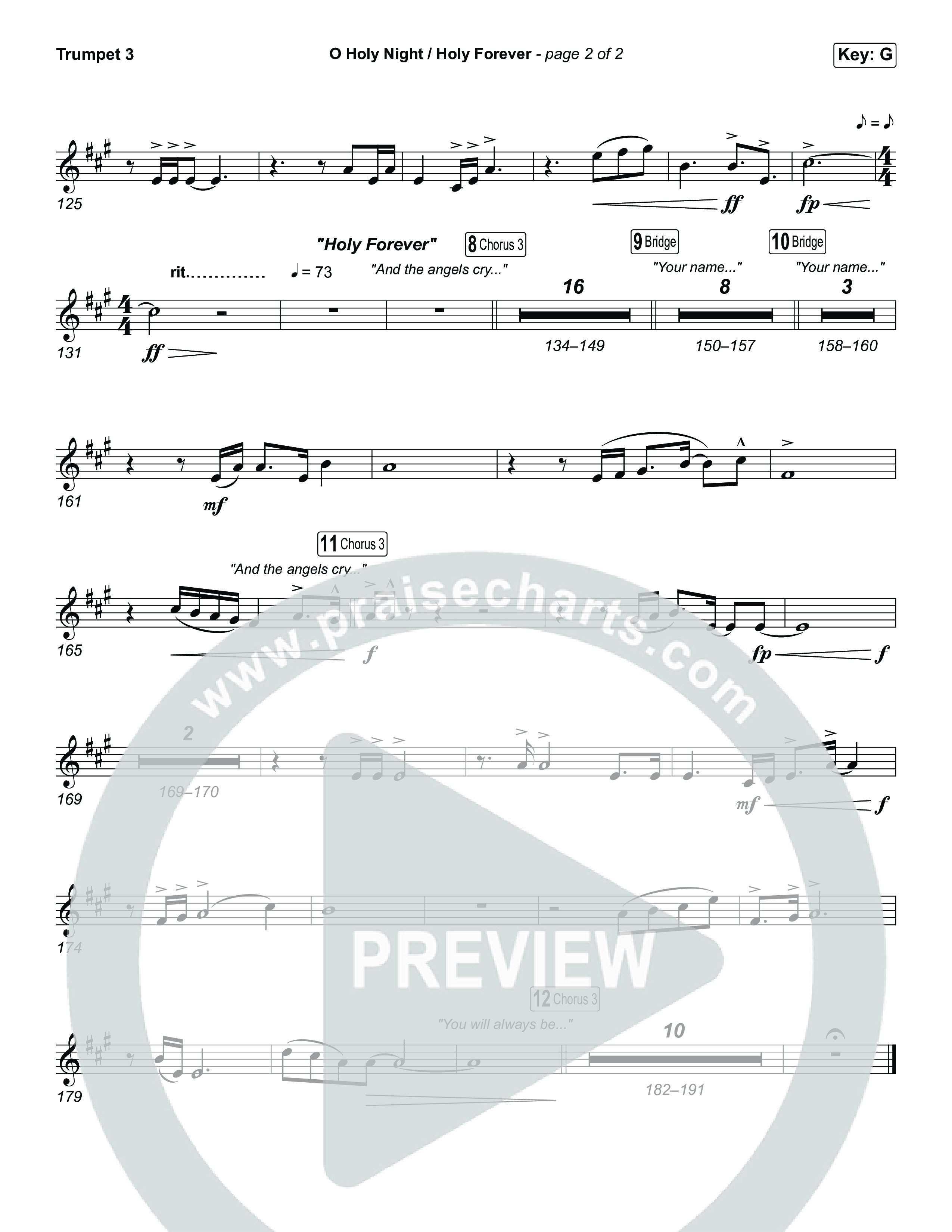 O Holy Night / Holy Forever (Sing It Now) Trumpet 3 (Bethel Music / Garett & Kate / Arr. Luke Gambill)